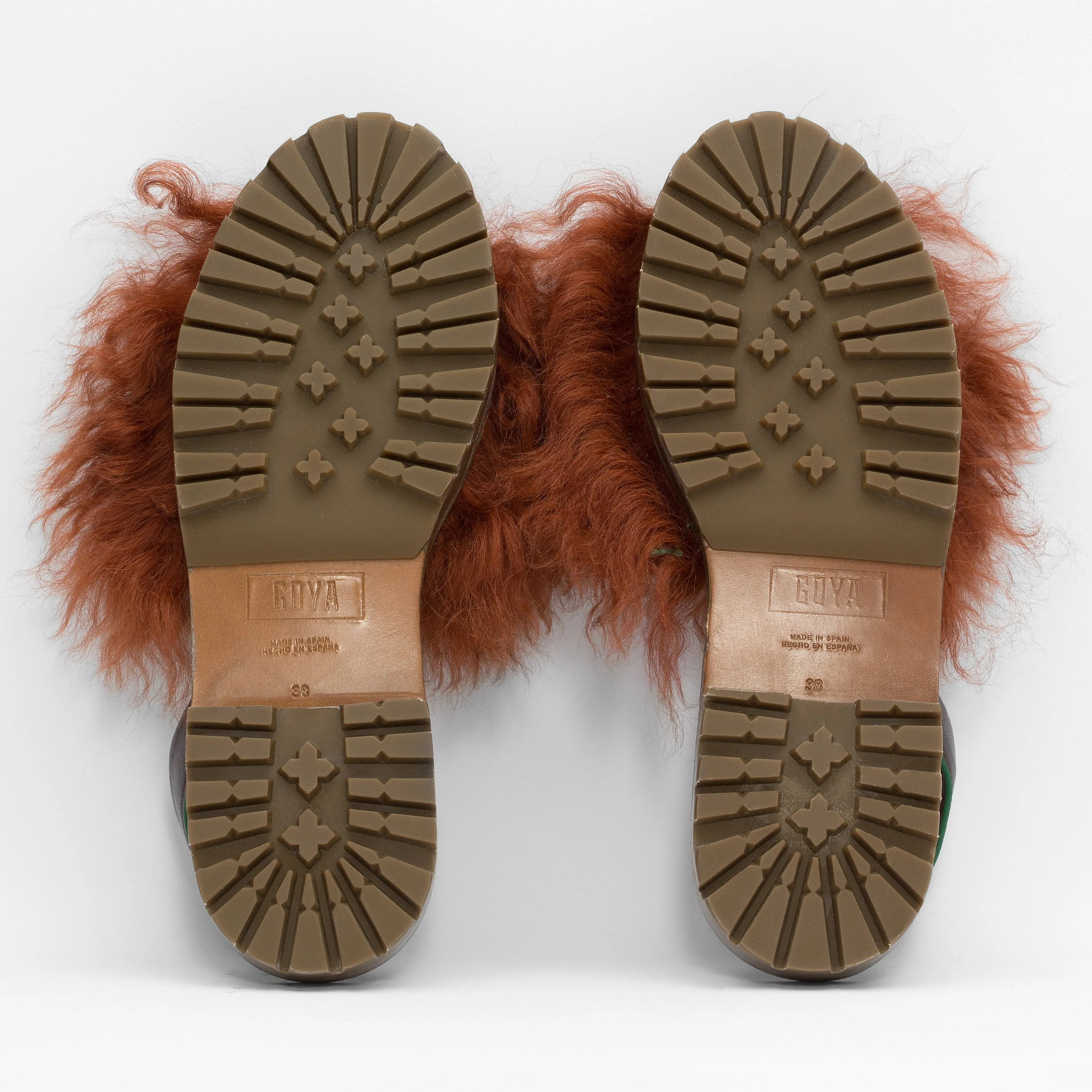 GOYA Terracotta Curly 'Goat' Shearling Sandals