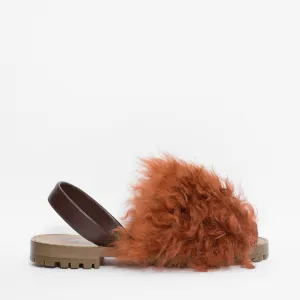 GOYA Terracotta Curly 'Goat' Shearling Sandals