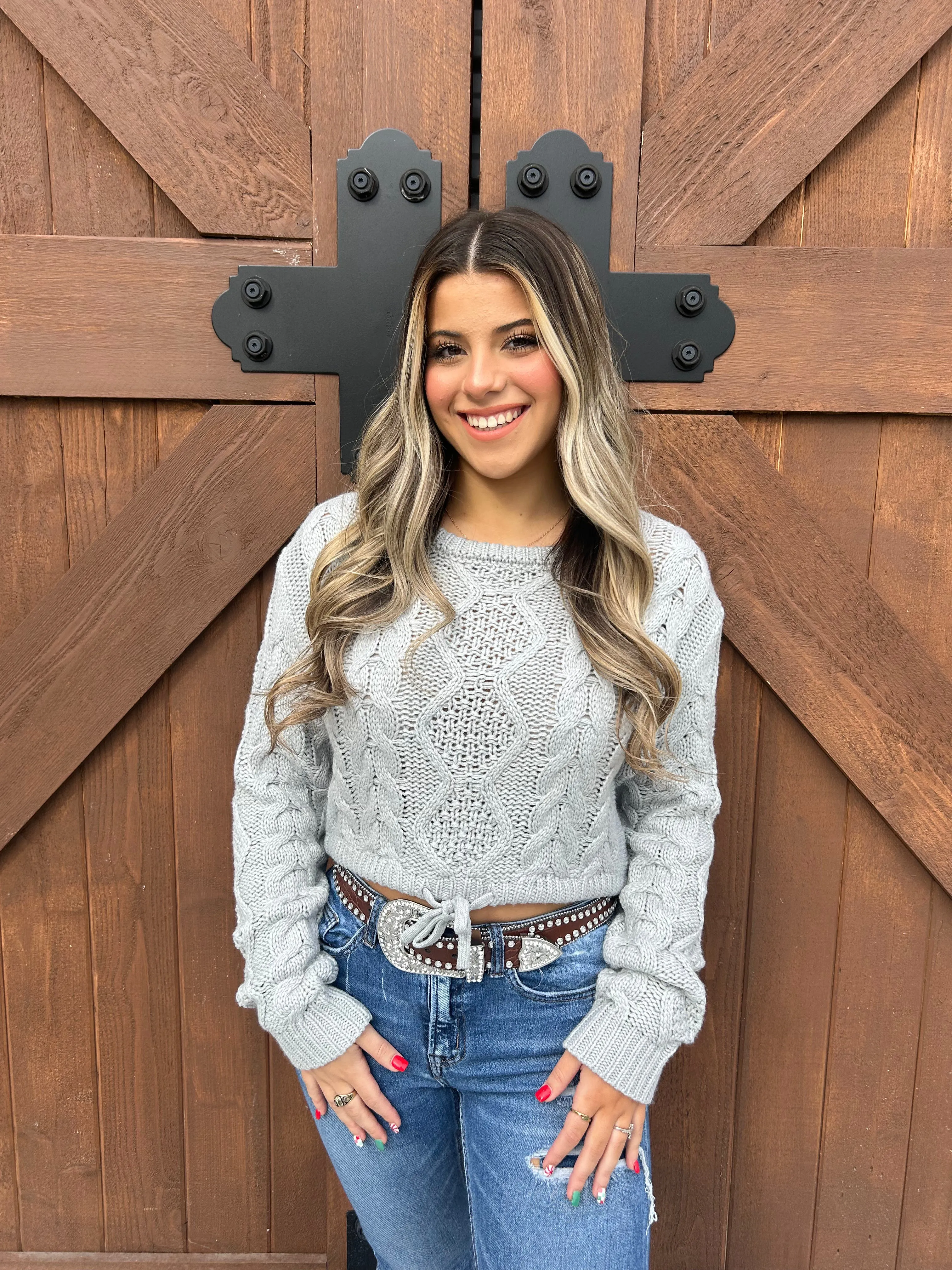 Greta Grey Cropped Sweater