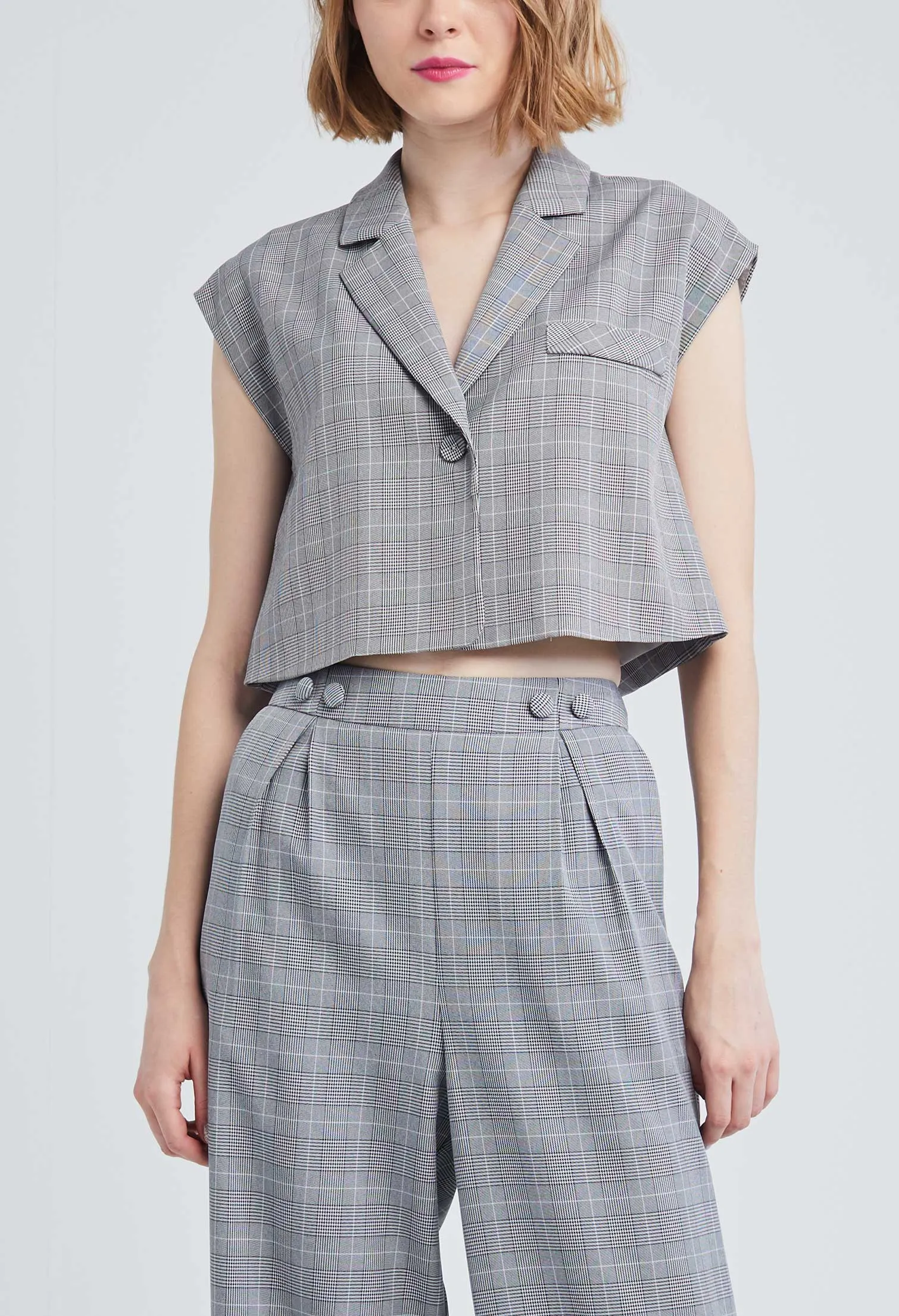 Houndstooth Cropped Jacket