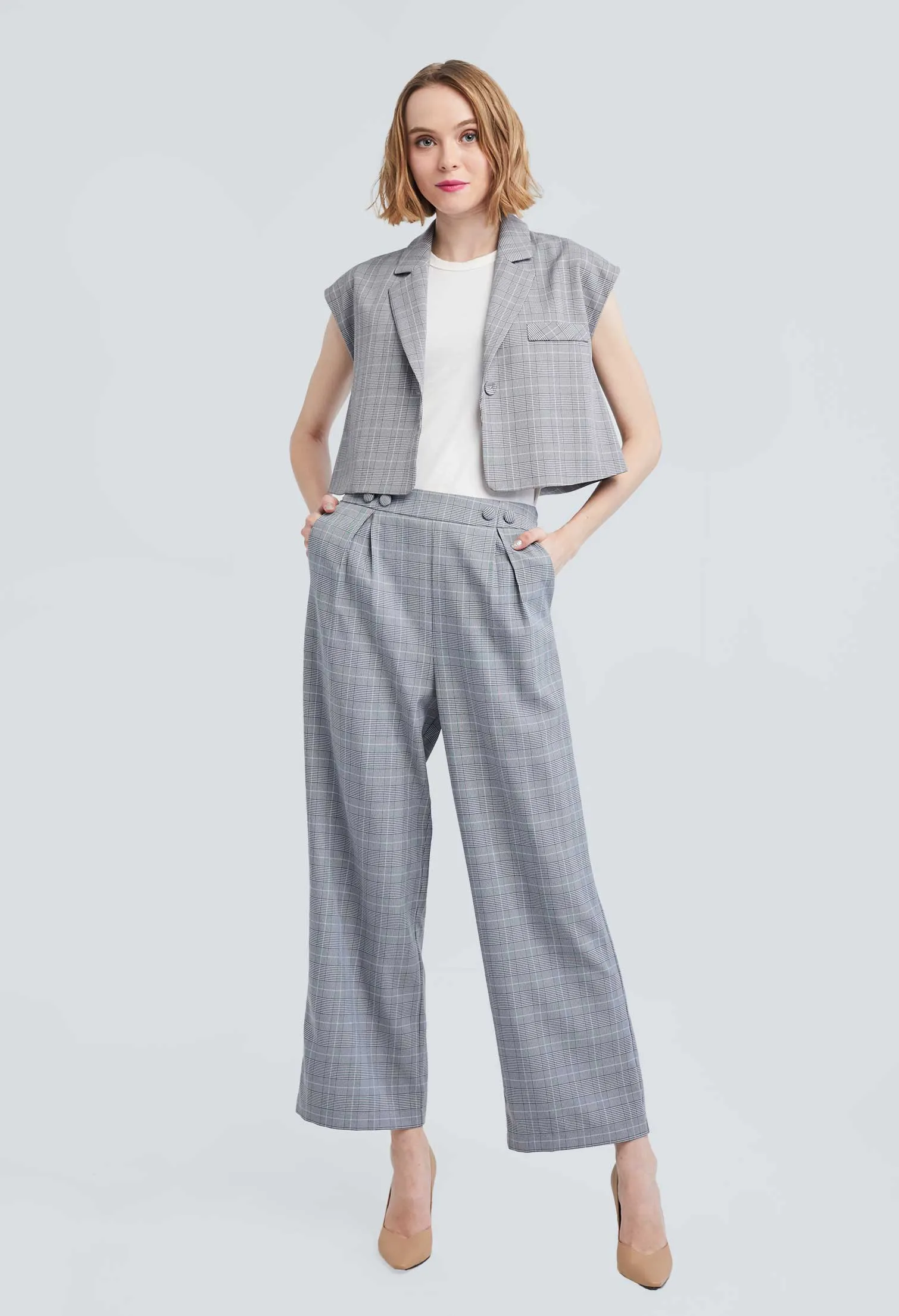 Houndstooth Cropped Jacket