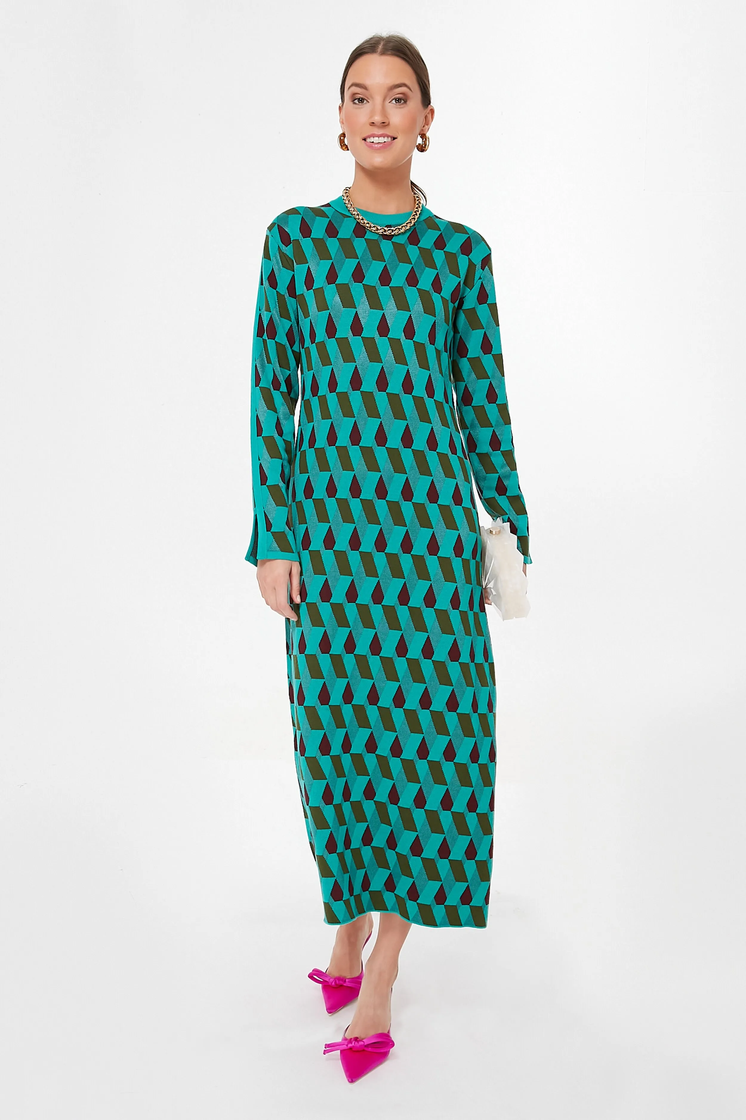 Jacquard Diamonds Knit Leisure Dress