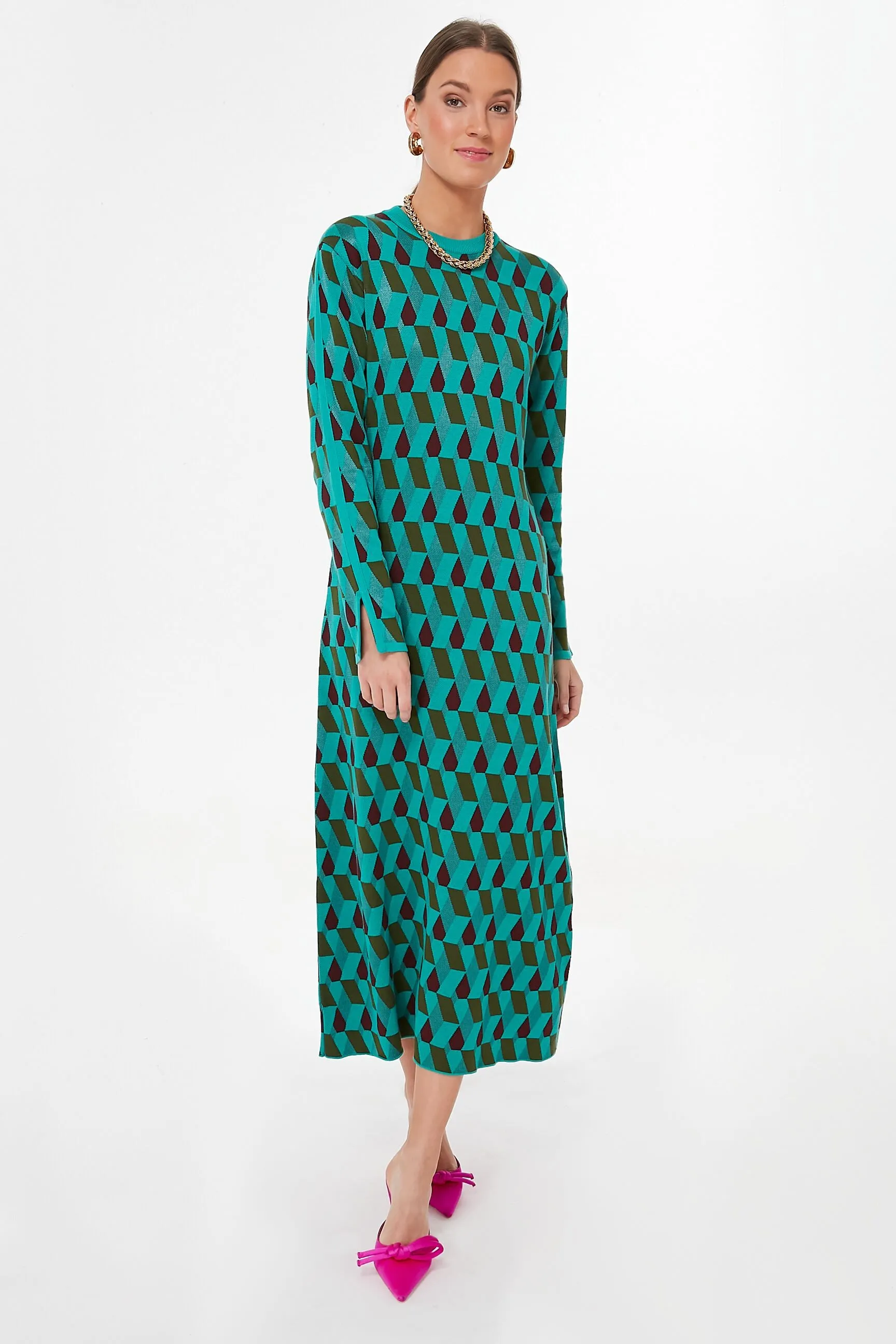 Jacquard Diamonds Knit Leisure Dress