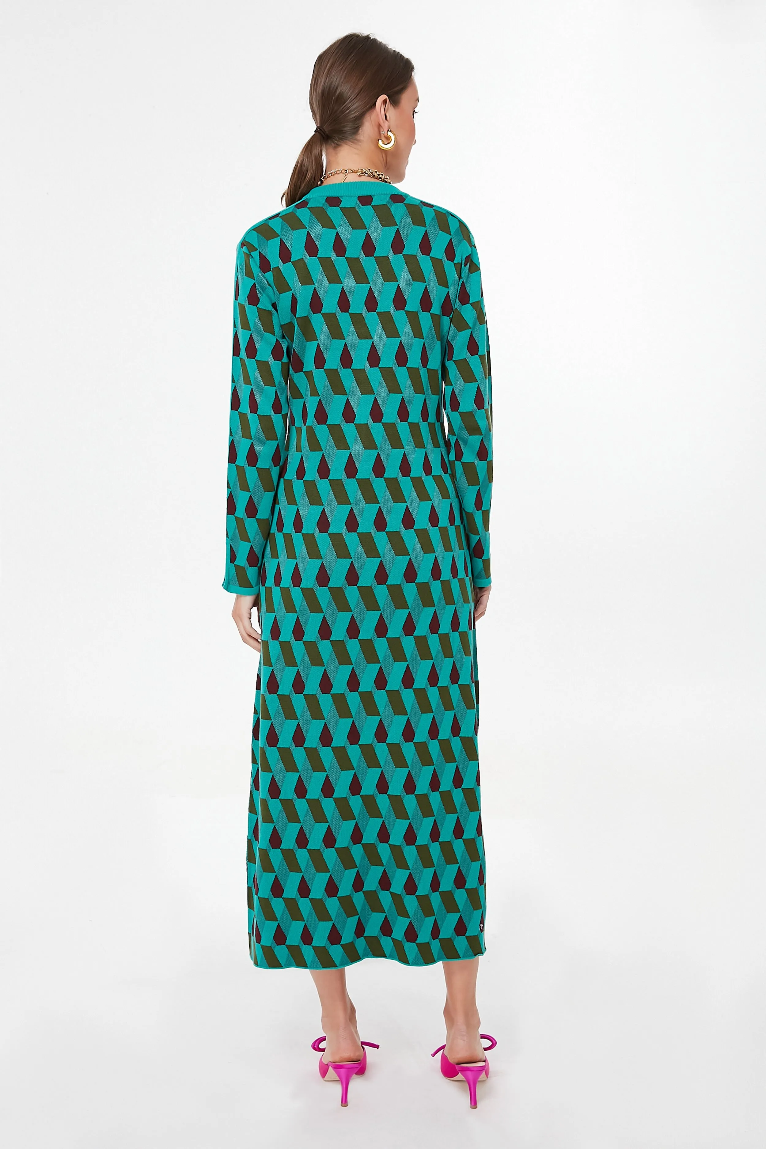 Jacquard Diamonds Knit Leisure Dress