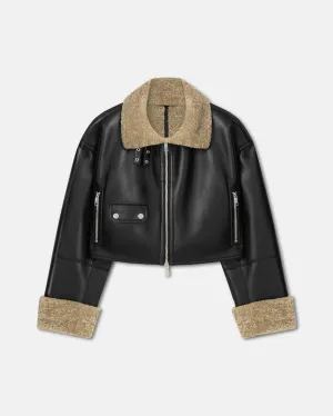 Jemma - Bonded Shearling Jacket - Cornstalk/Black