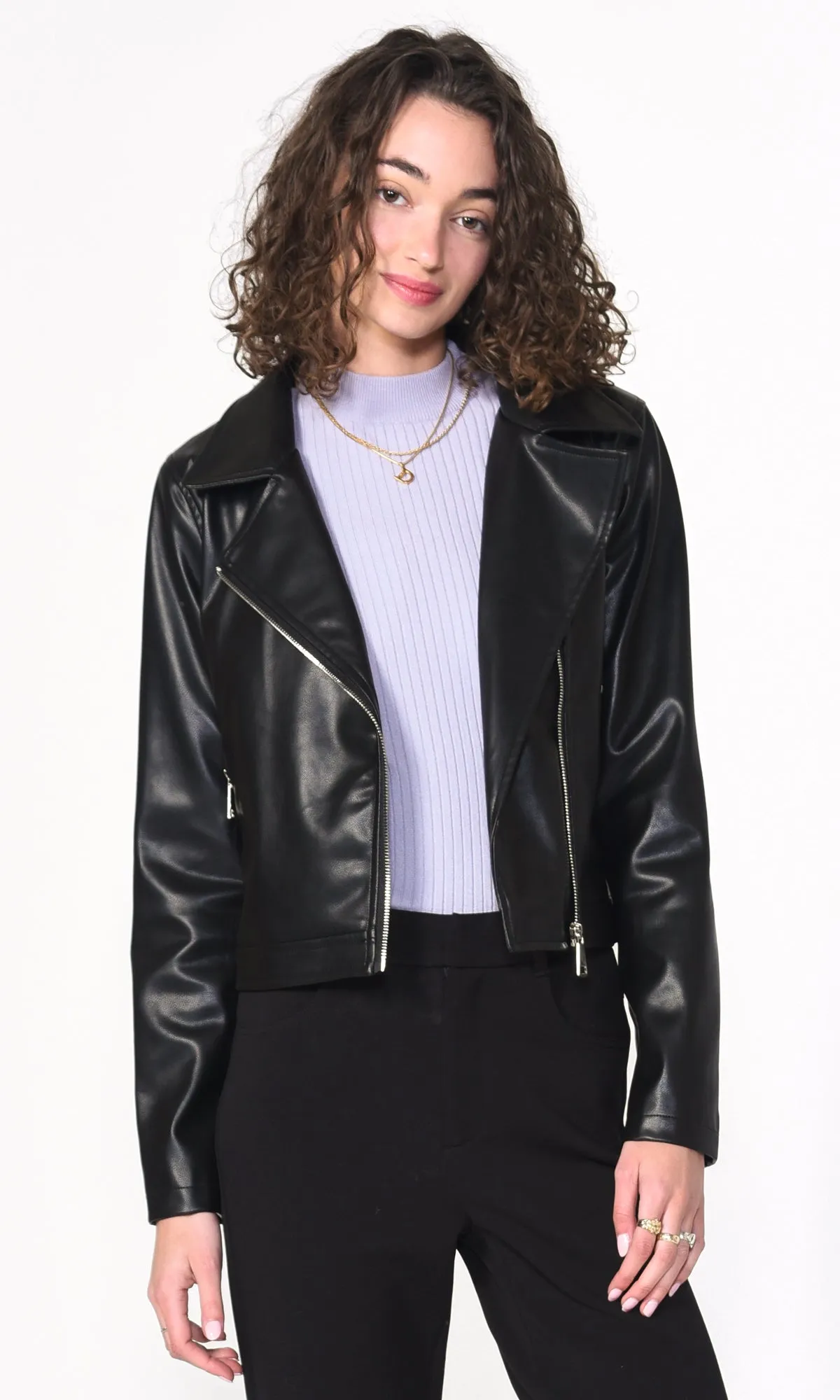 Jen Vegan Leather Moto Jacket