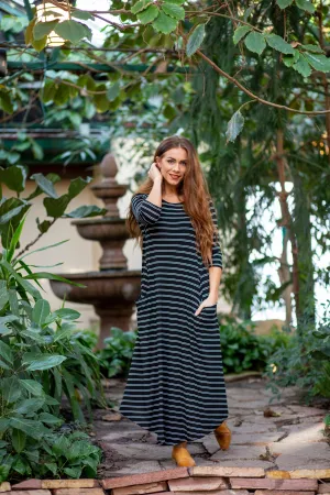 Jessi Dress Black & White Stripe Ribbed