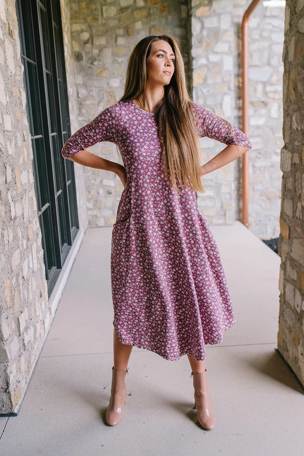 Jessi Dress Tiny Mauve Floral