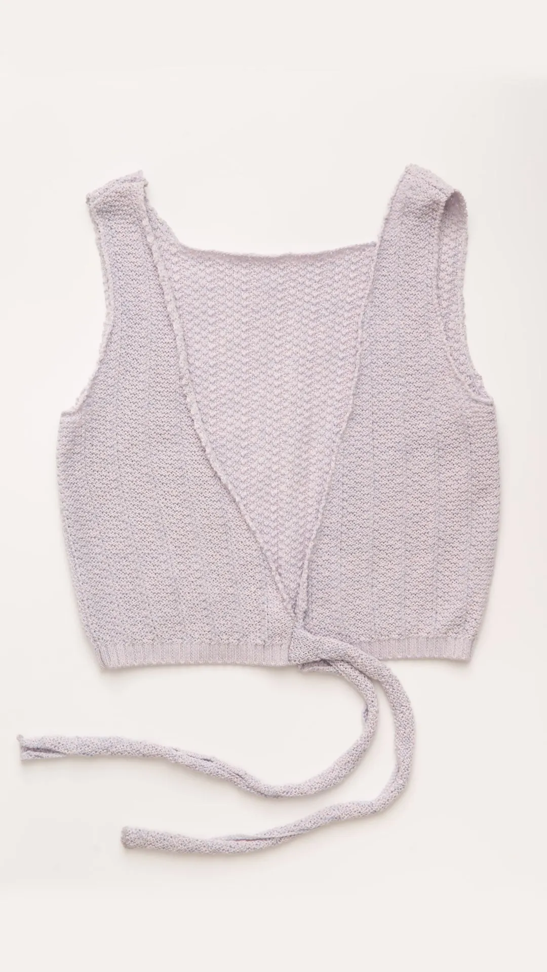 Knit Sleeveless Bow Purple Crop Top-TAKTAI