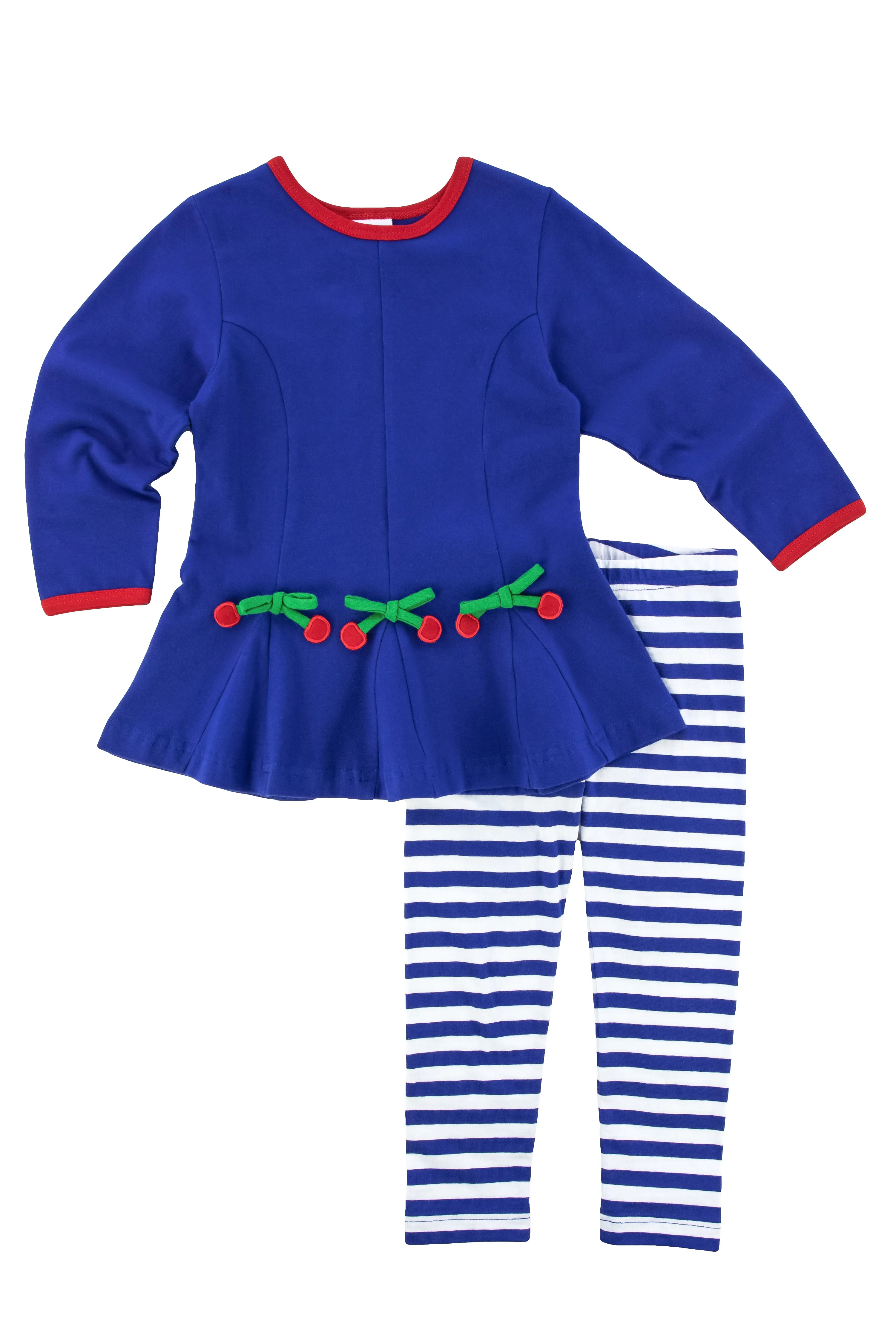 Knit Tunic With Cherries And Stripe Leggings