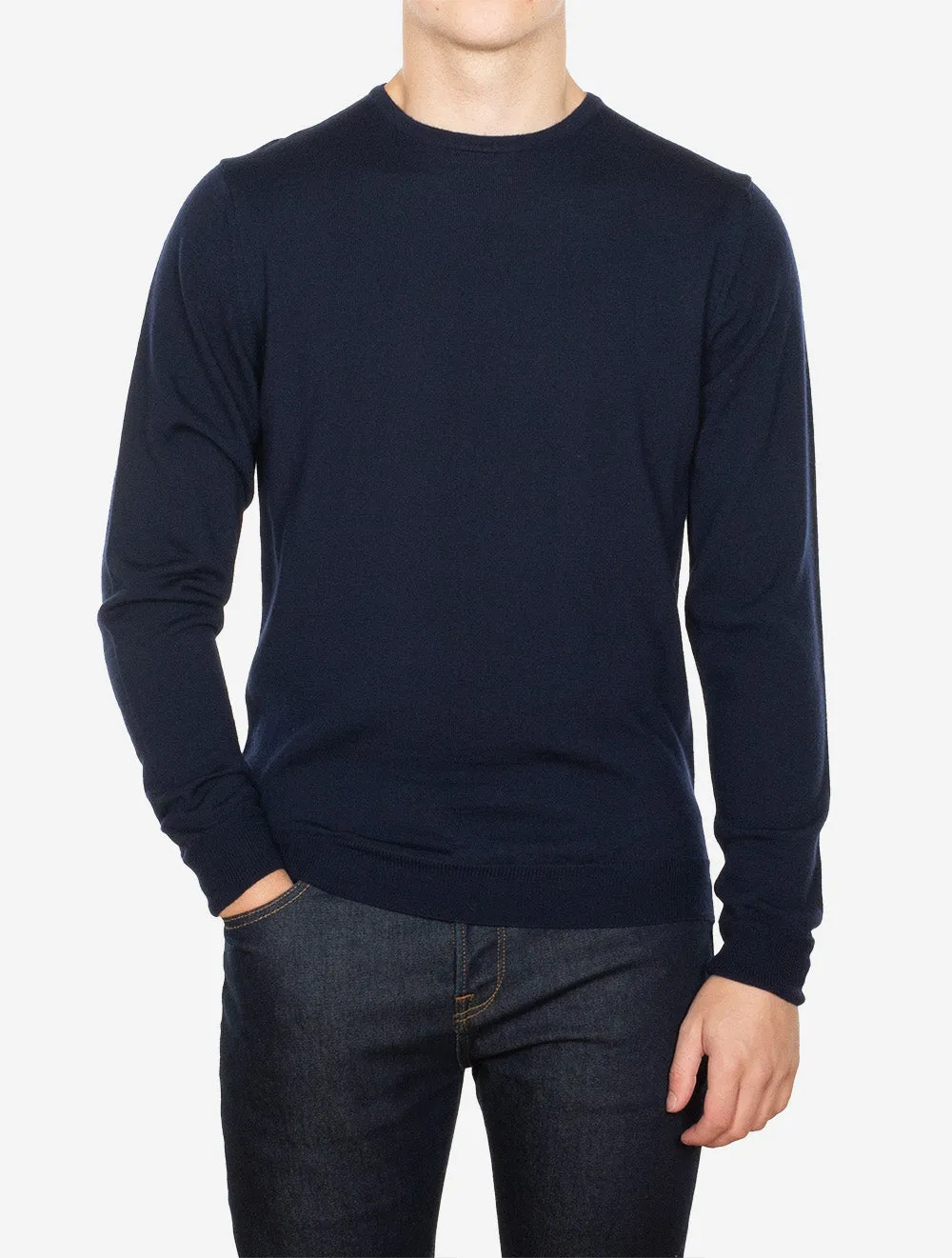 Knitted Crew Neck Merino Wool Navy