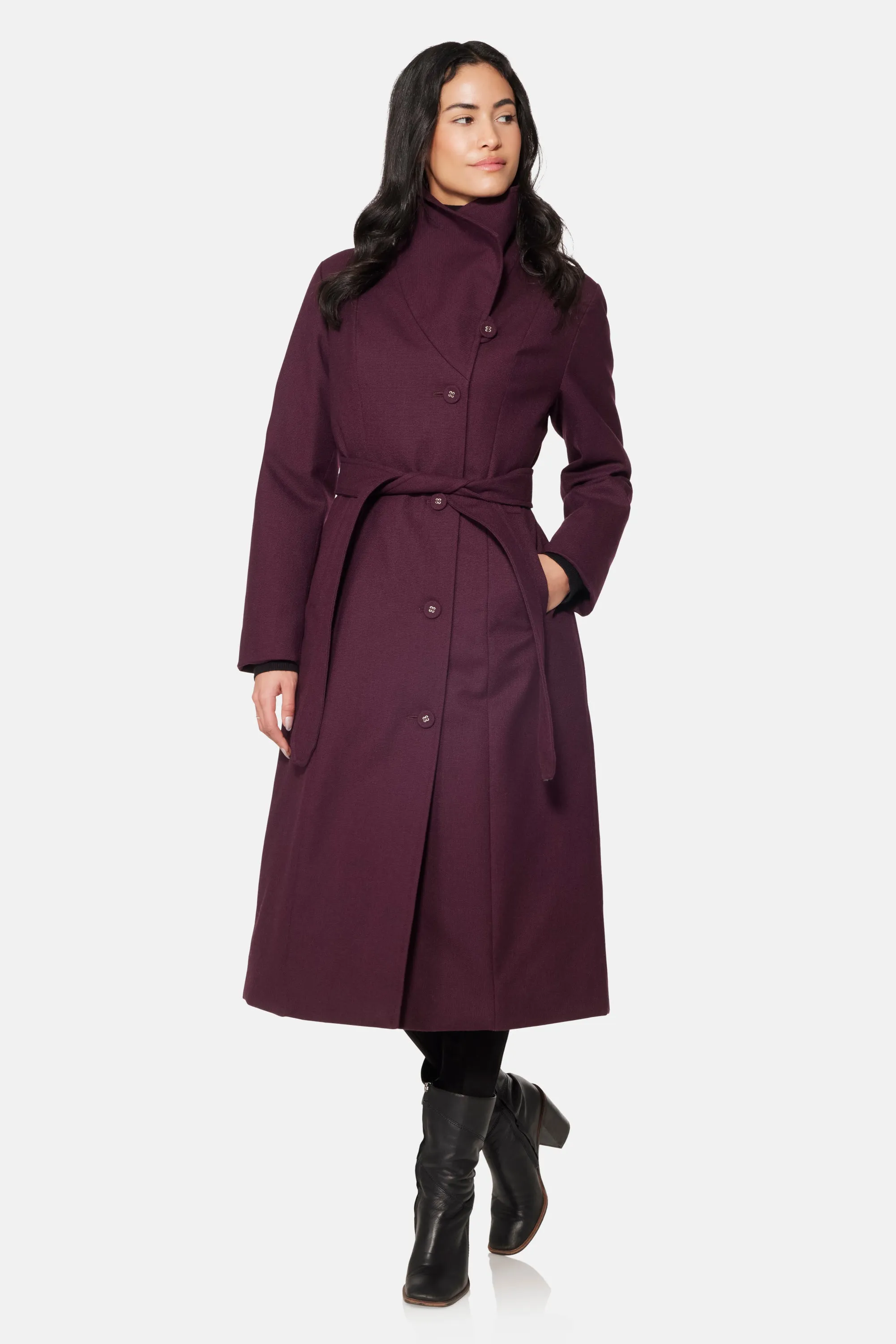 Long City Coat, Burgundy