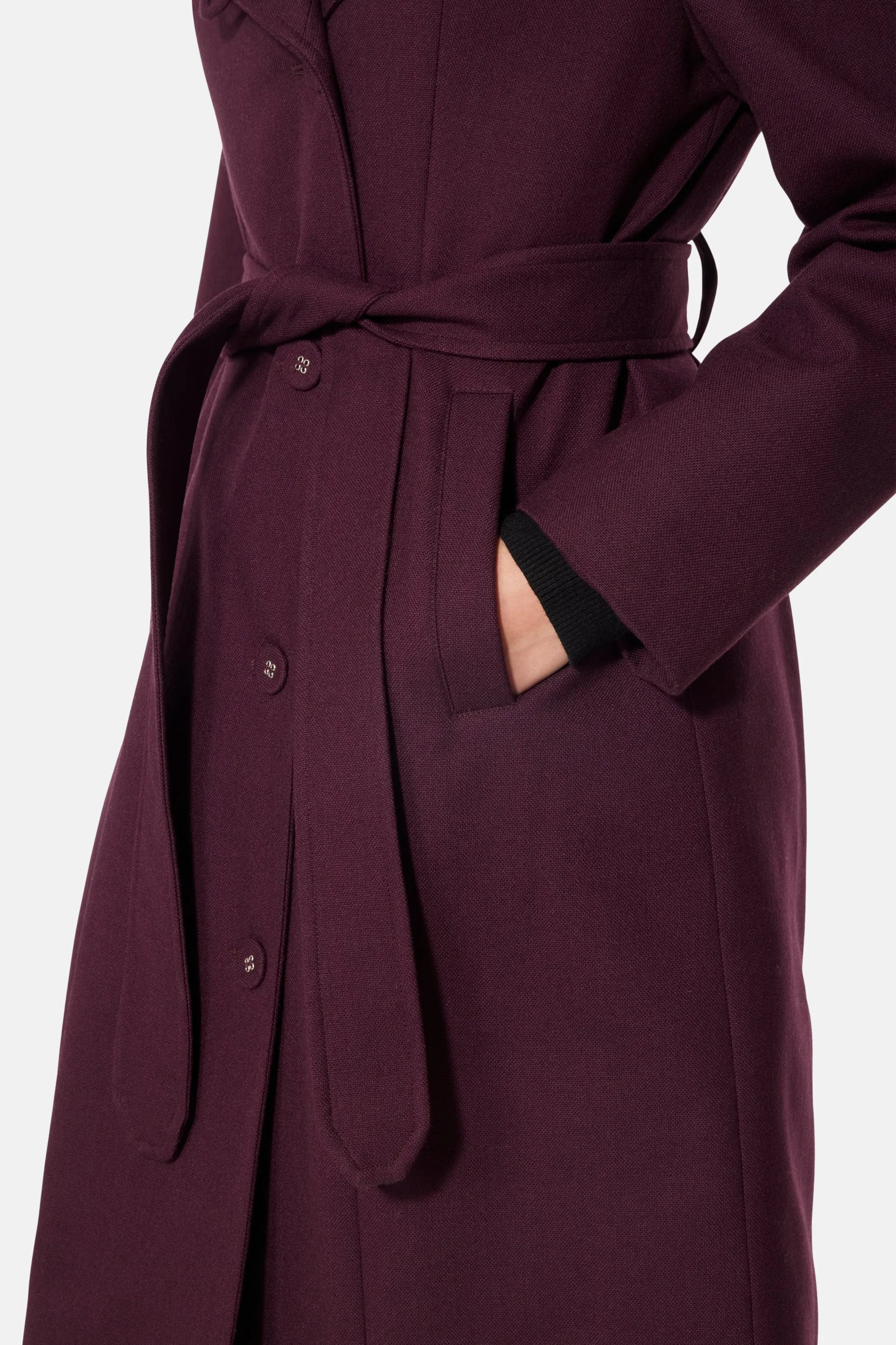 Long City Coat, Burgundy