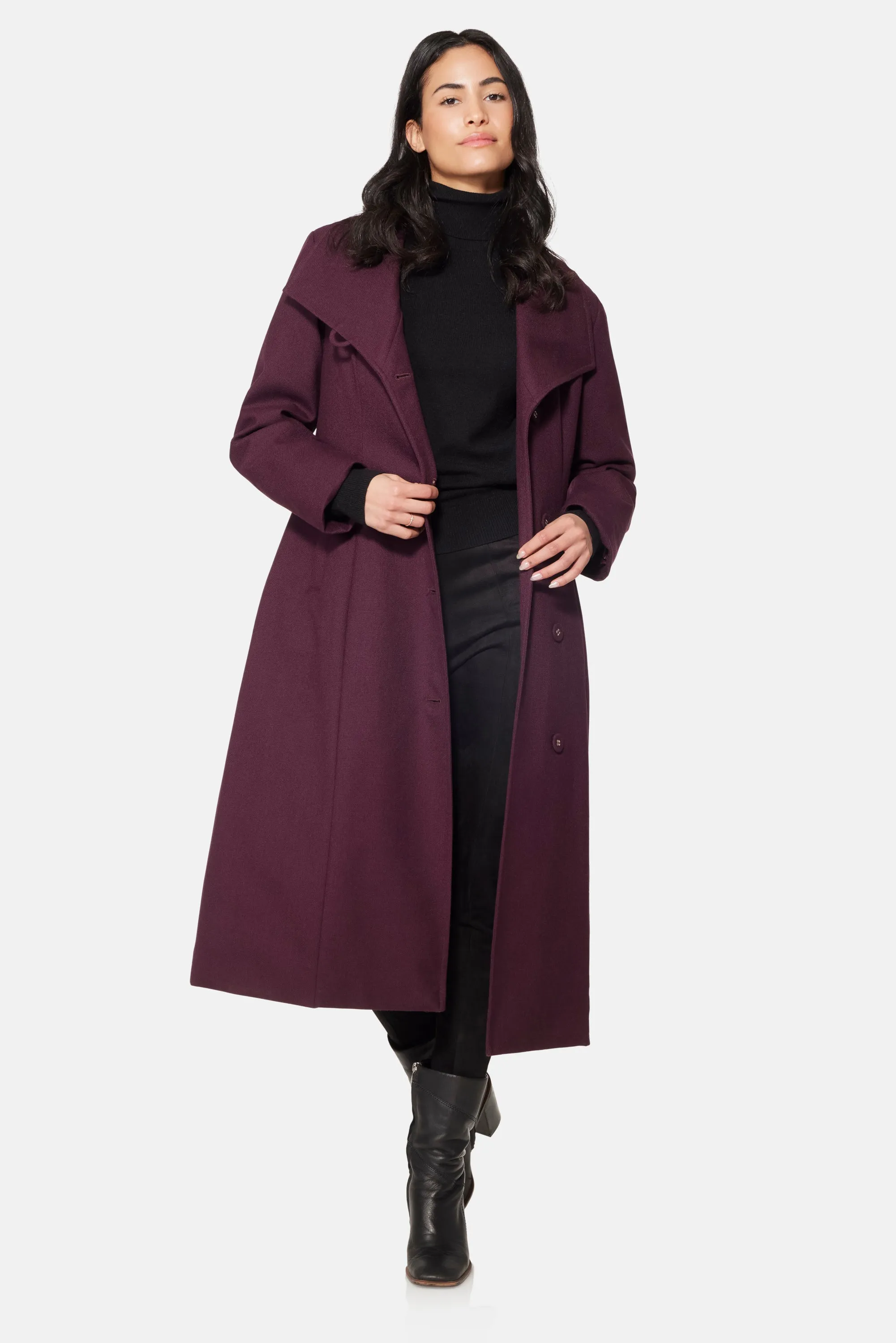 Long City Coat, Burgundy