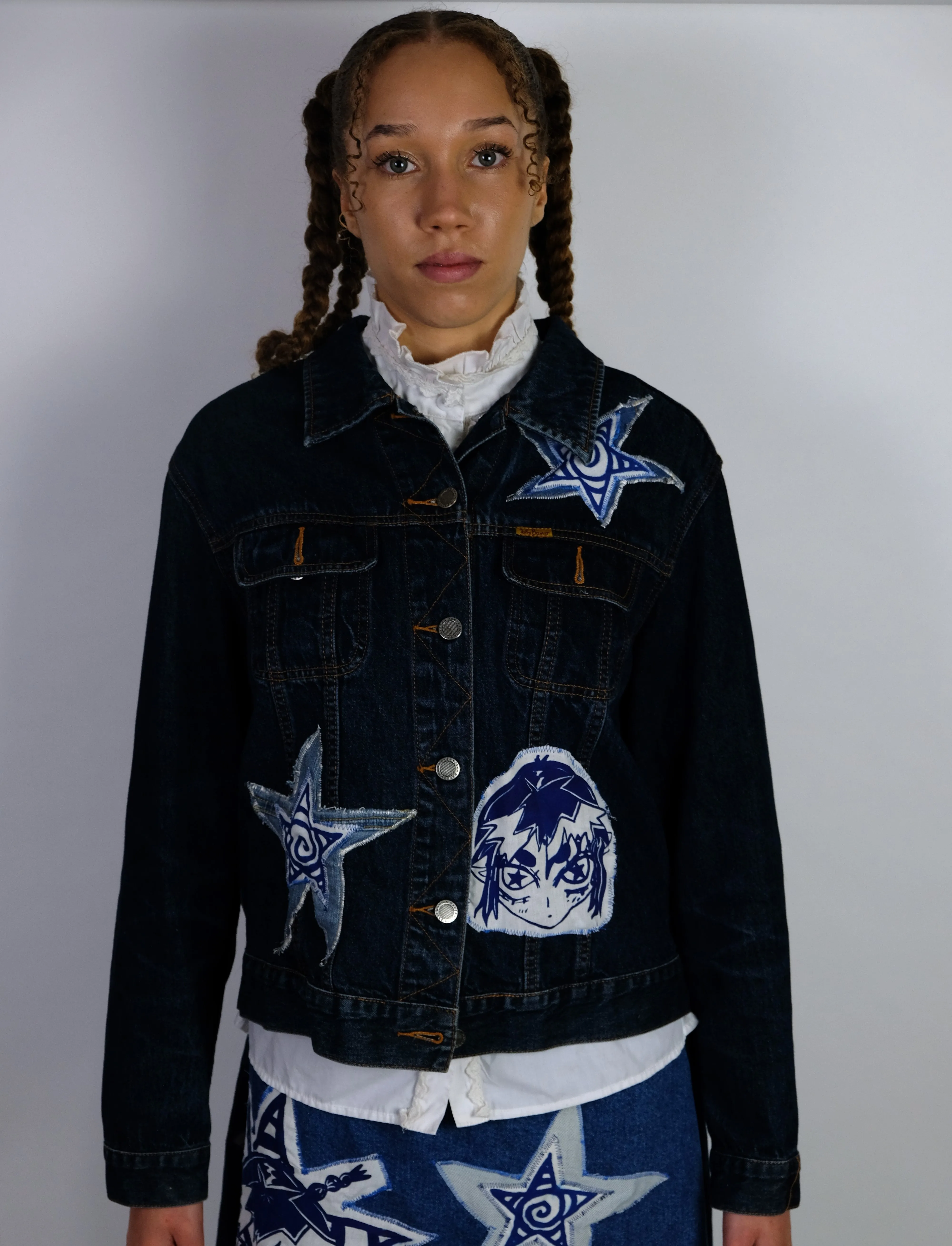 Manga Denim Cropped Jacket- Large