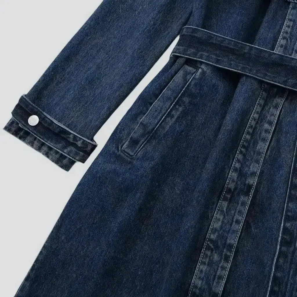 Medium-wash jean coat for ladies