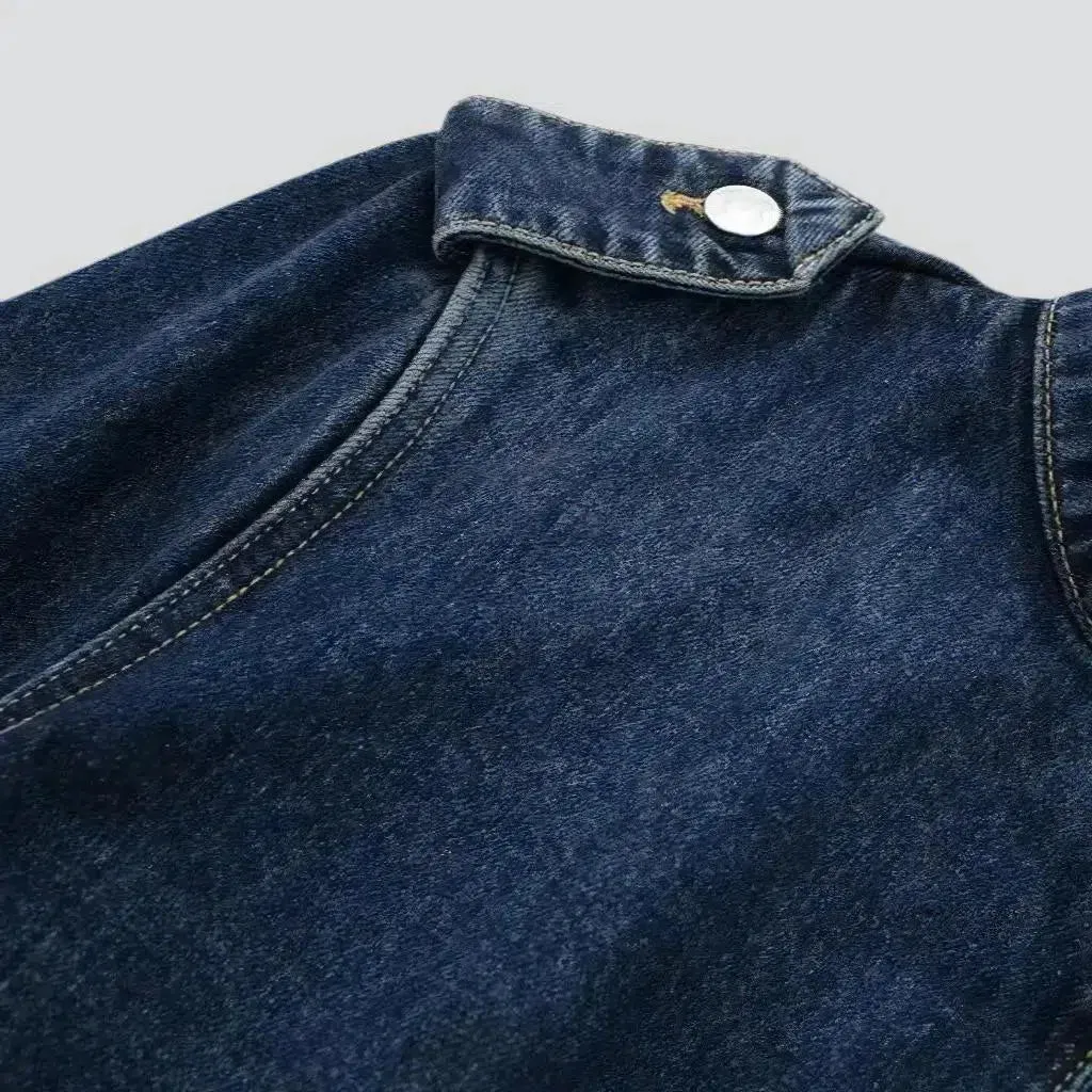 Medium-wash jean coat for ladies