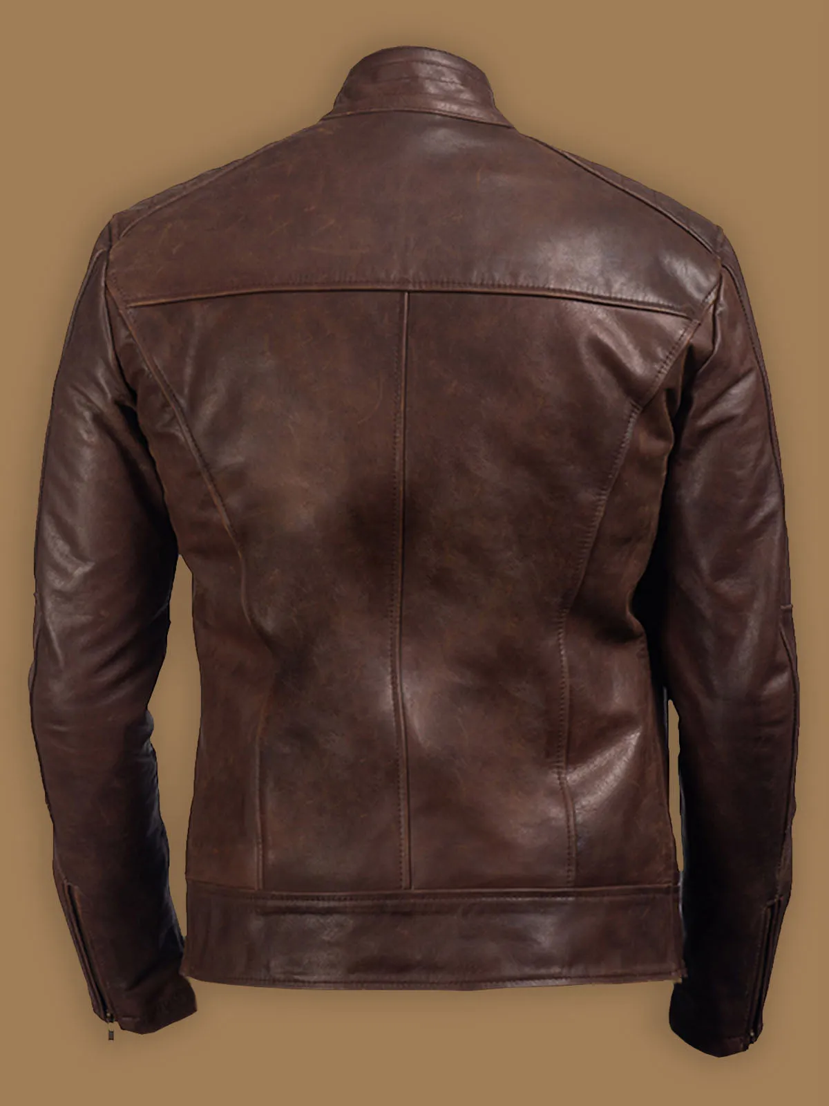 Men Polish Brown Leather Jacket