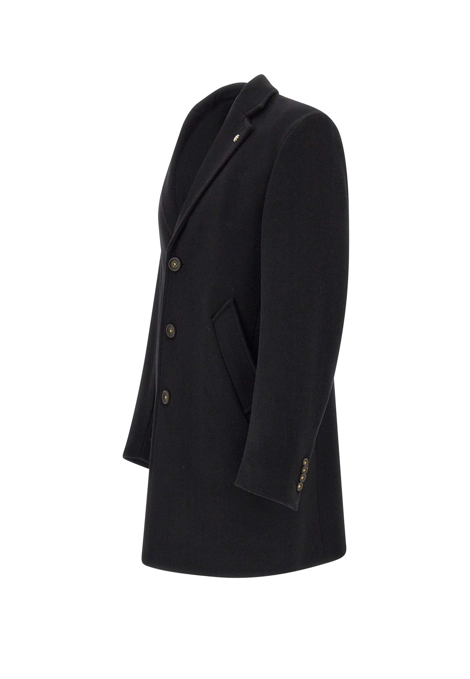 Men's Black Wool Blend Coat