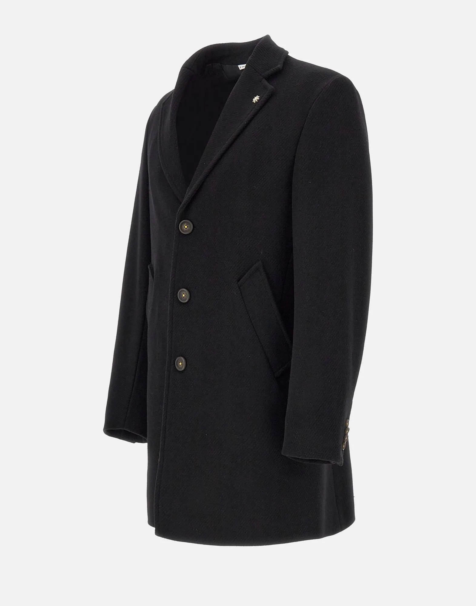 Men's Black Wool Blend Coat