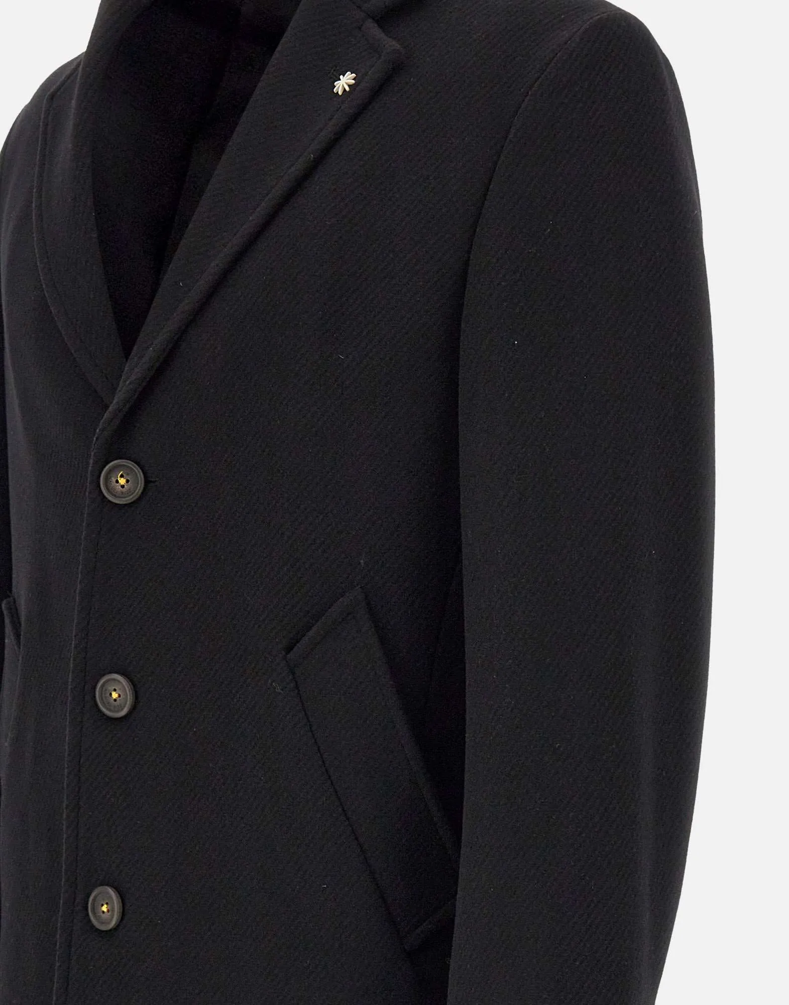 Men's Black Wool Blend Coat