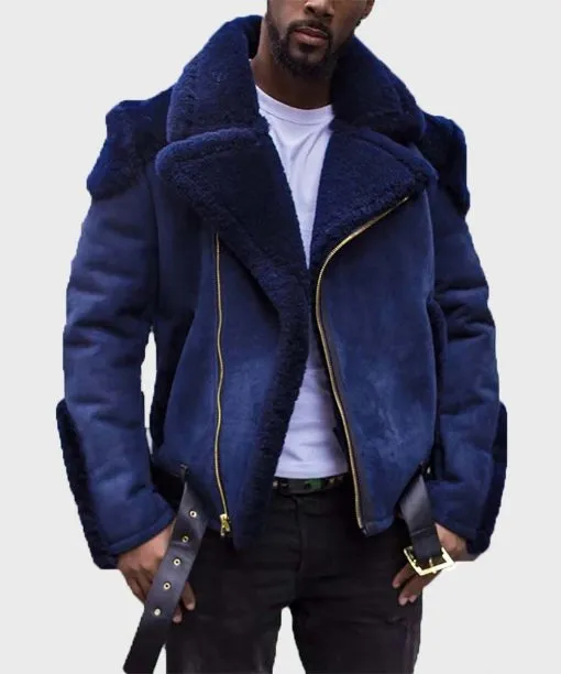 Mens Casual Sheepskin Shearling Jacket