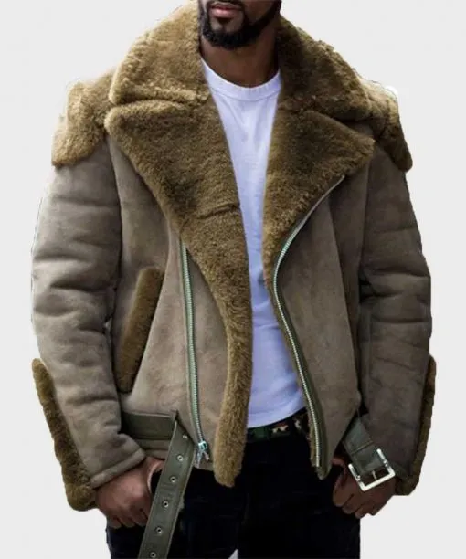 Mens Casual Sheepskin Shearling Jacket