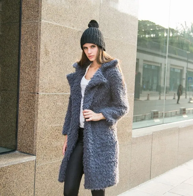 METAVERSMALL winter new lamb wool coat women's New lapel woolen medium and long coat cotton coat