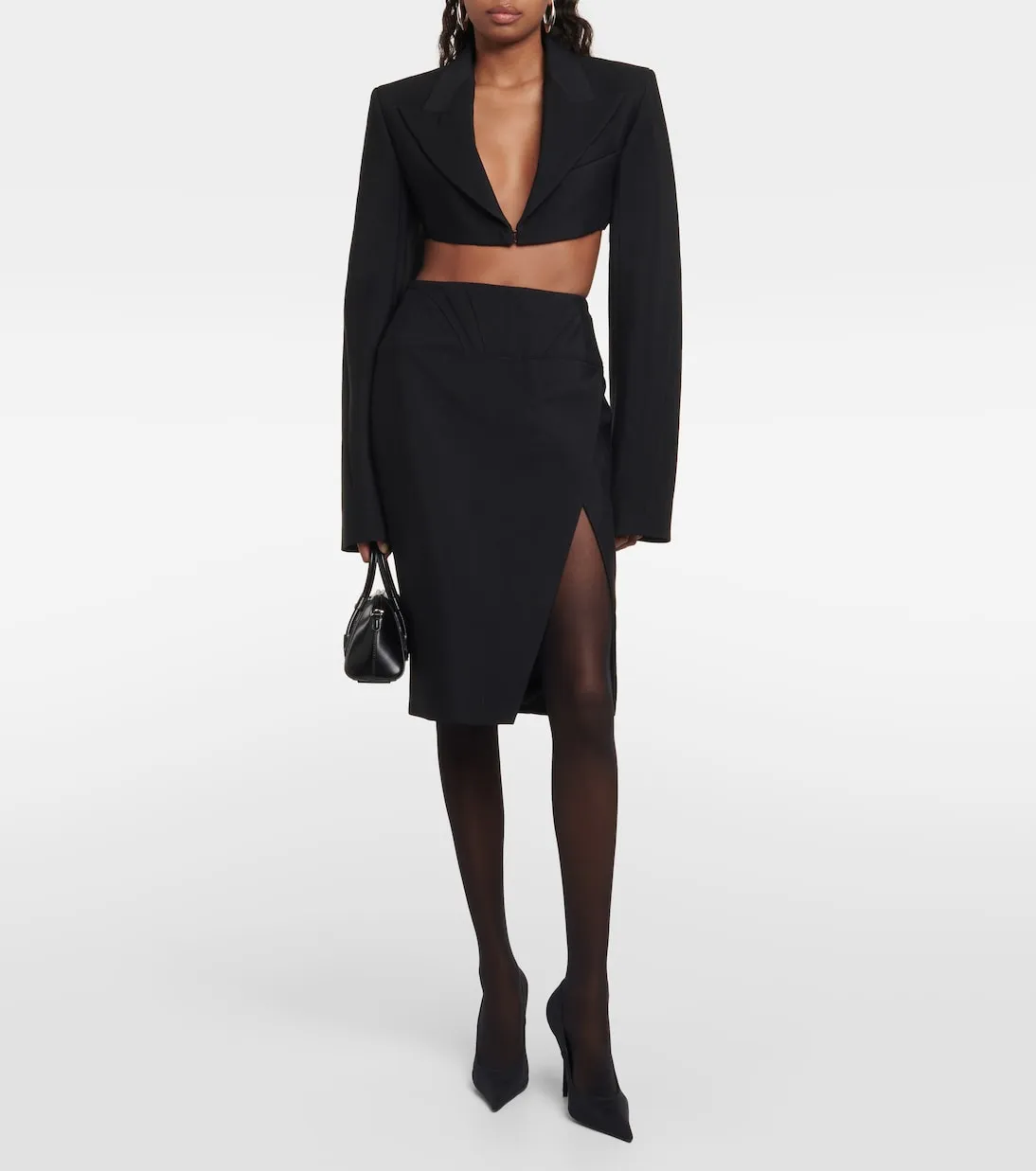 Mugler cropped jacket, black