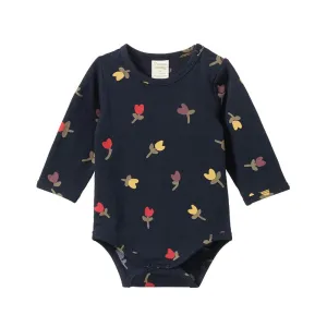 Nature Baby LS Bodysuit - Navy Tulip