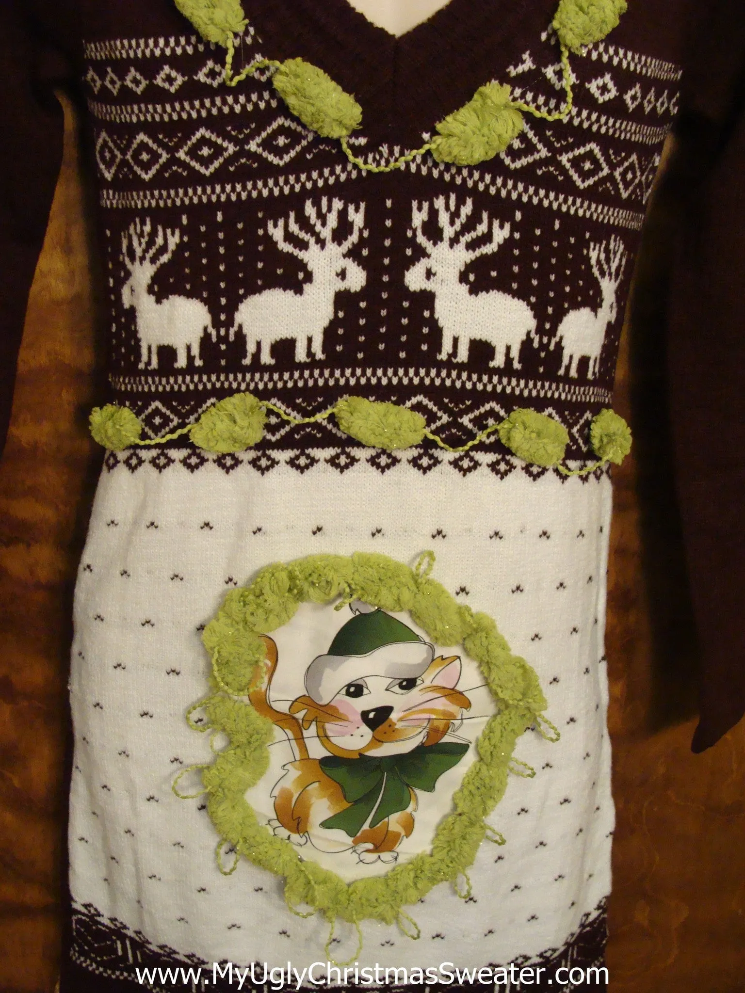 Nordic Reindeer and Cat Christmas Dress