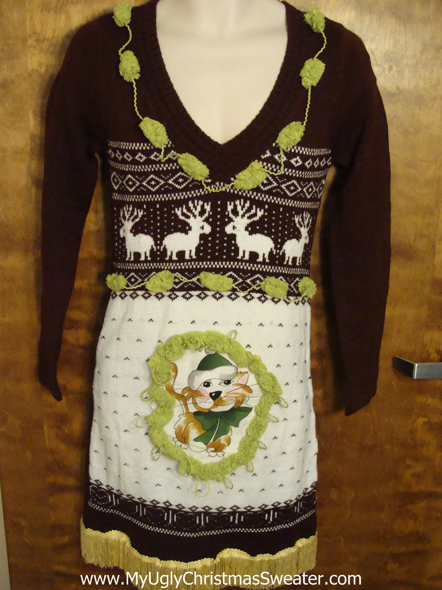 Nordic Reindeer and Cat Christmas Dress