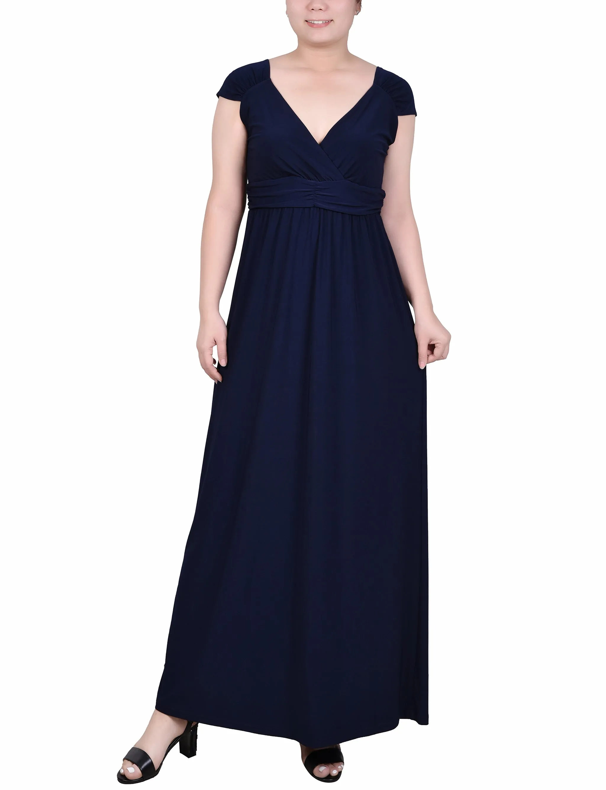 Petite Ruched Empire-Waist Maxi Dress