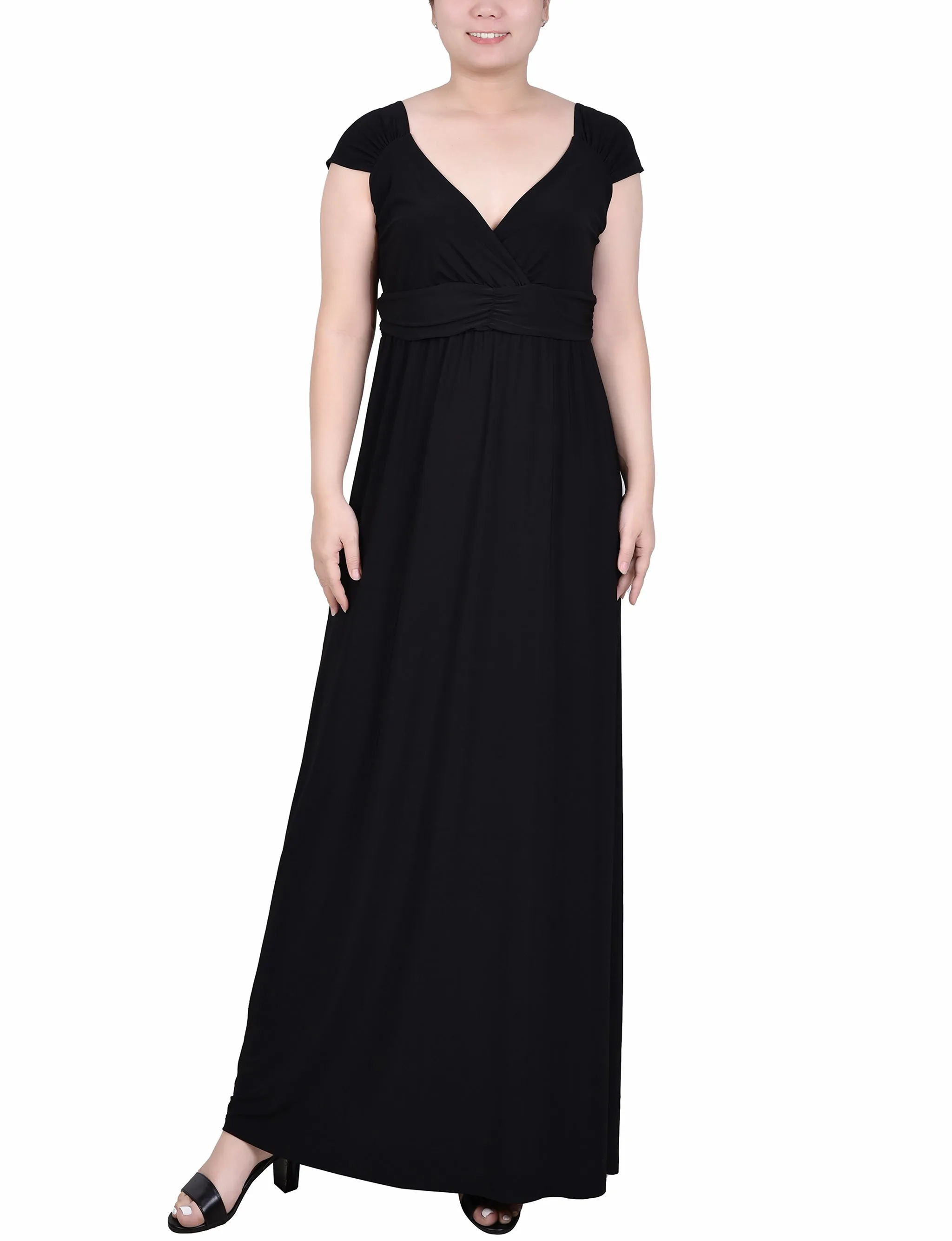 Petite Ruched Empire-Waist Maxi Dress