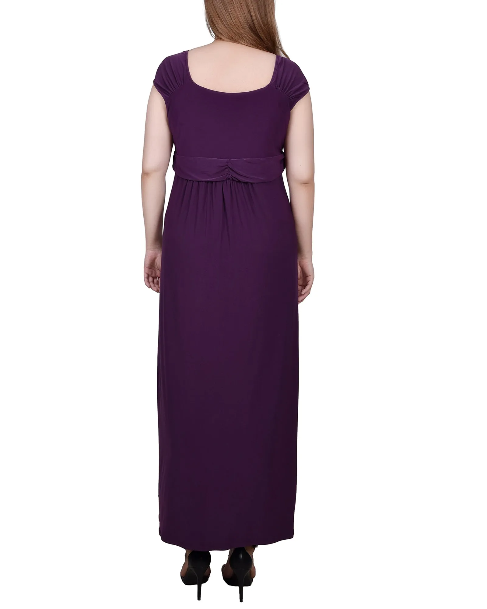 Petite Ruched Empire-Waist Maxi Dress