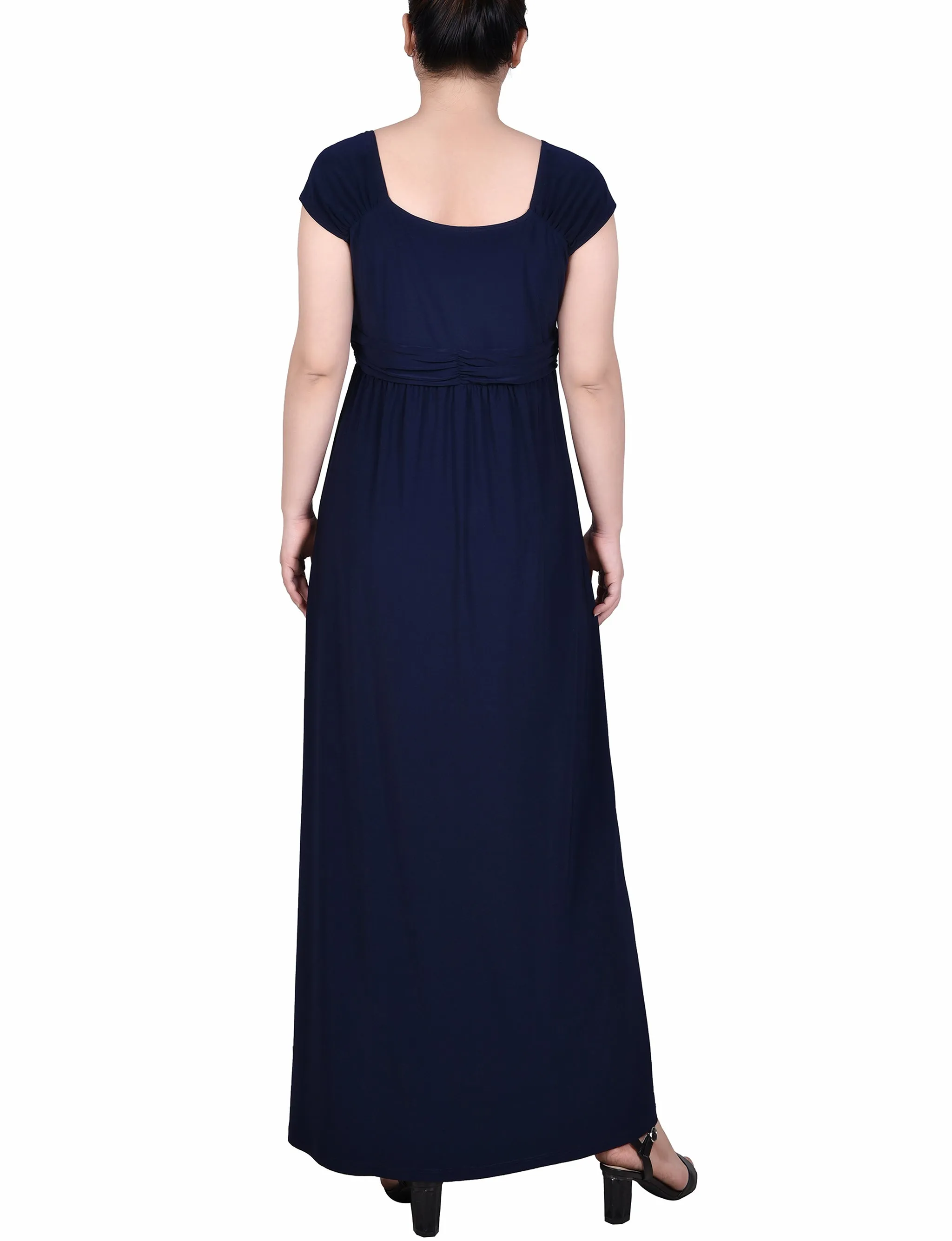 Petite Ruched Empire-Waist Maxi Dress