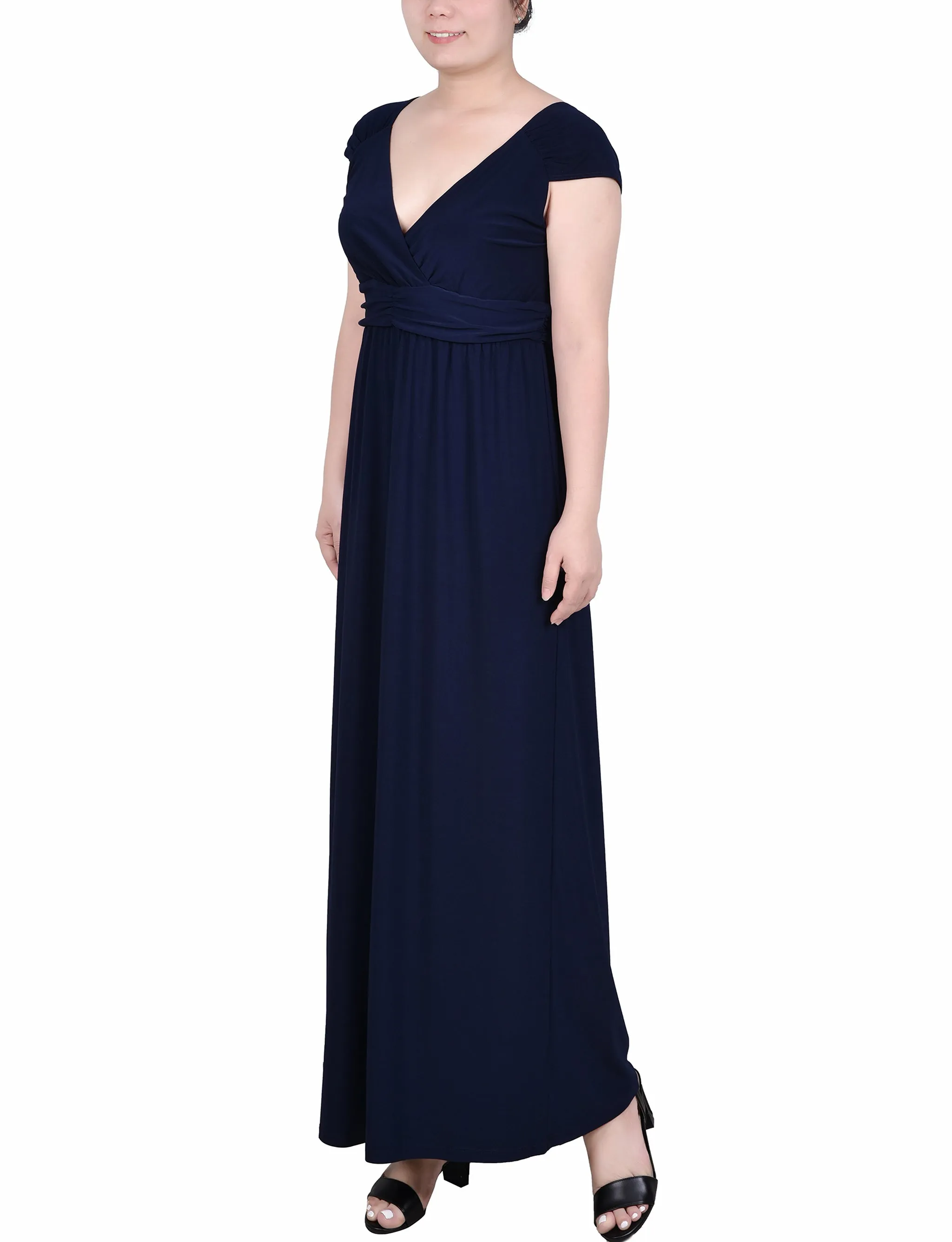 Petite Ruched Empire-Waist Maxi Dress