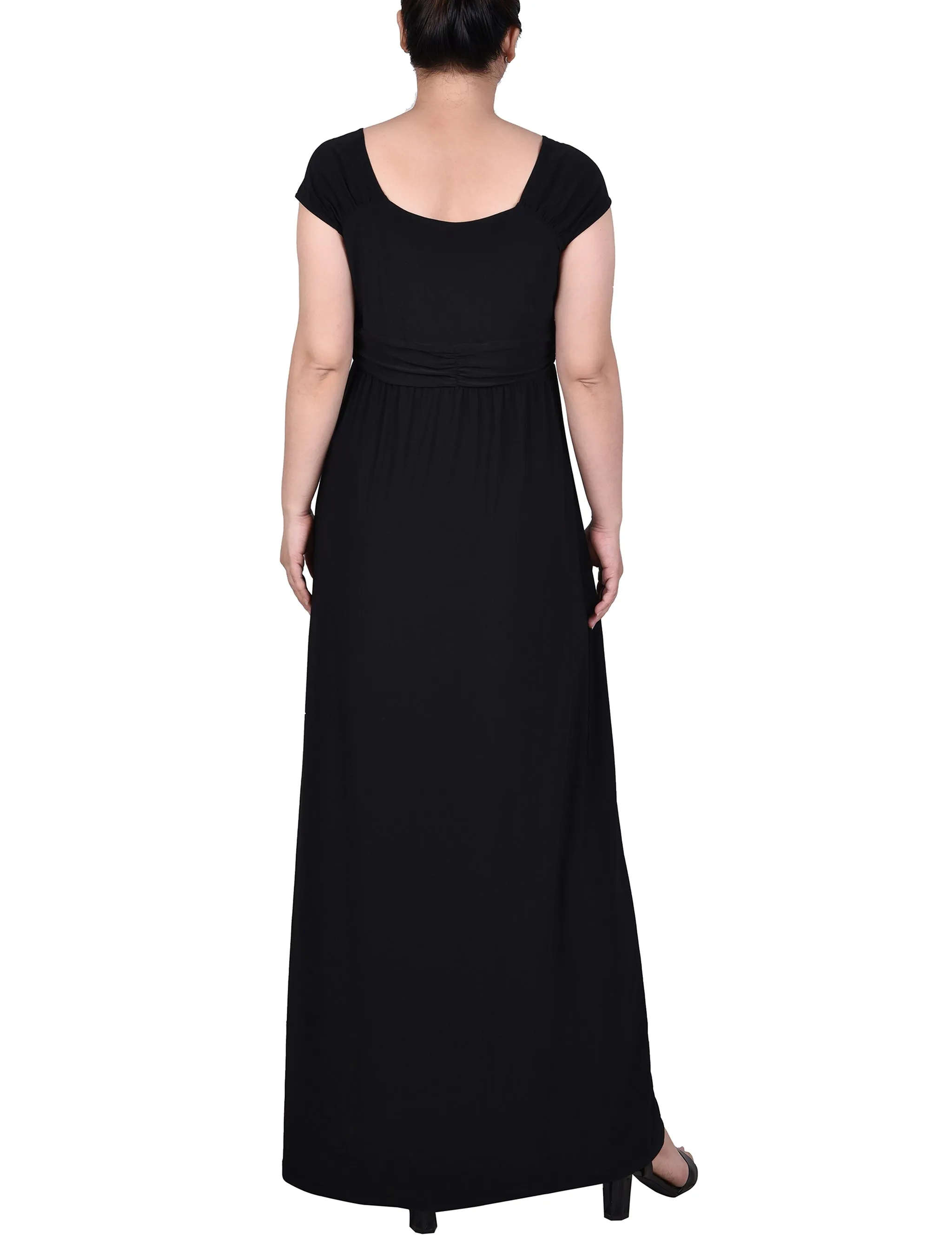 Petite Ruched Empire-Waist Maxi Dress