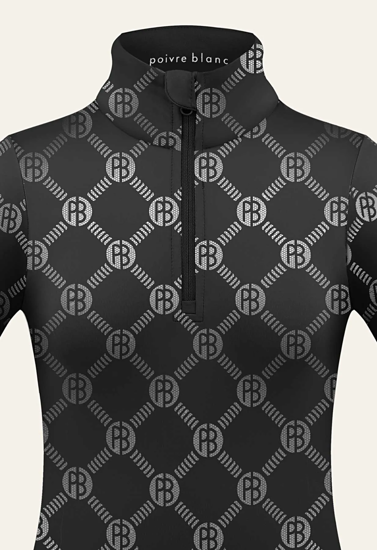 Poivre Blanc Base Layer Top in Black Monogram Print