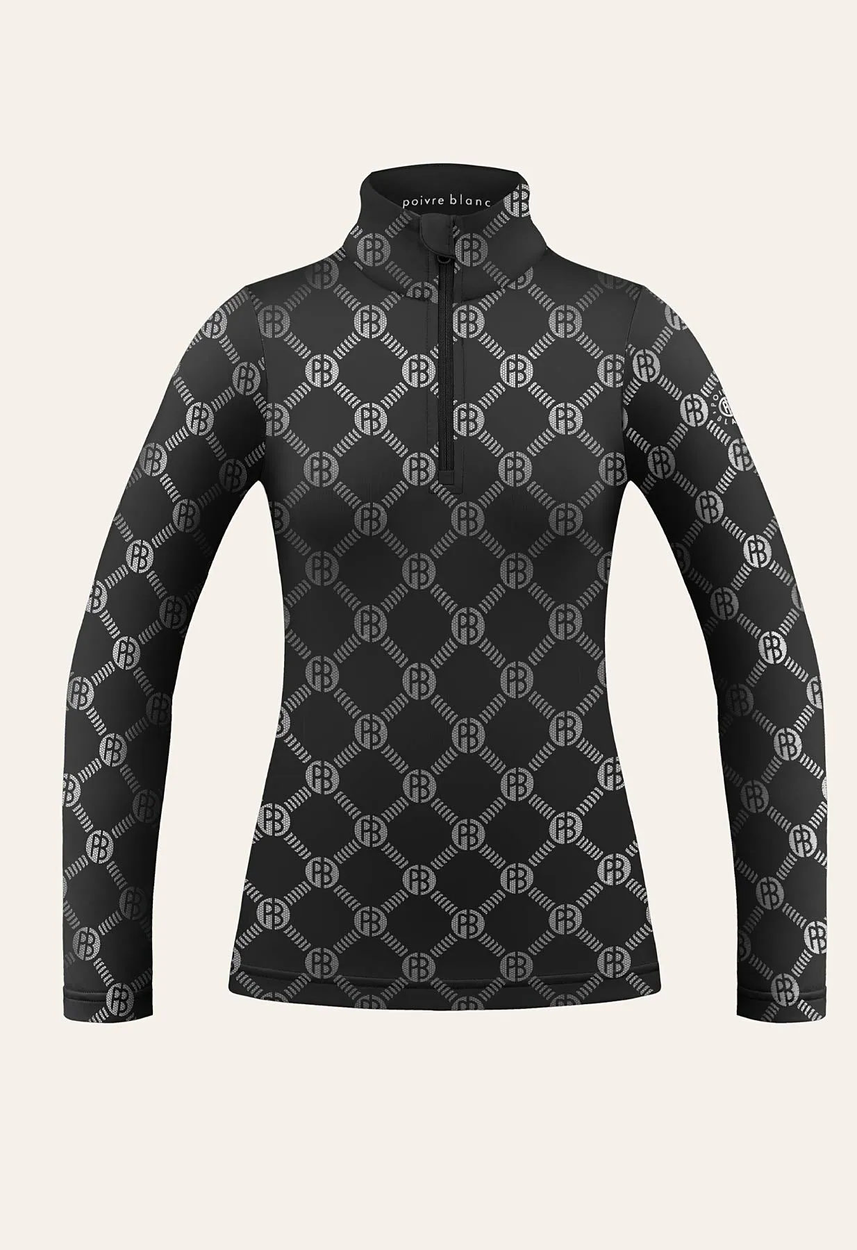 Poivre Blanc Base Layer Top in Black Monogram Print