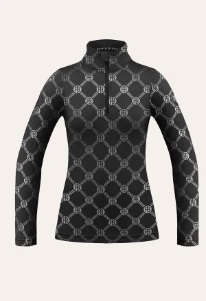 Poivre Blanc Base Layer Top in Black Monogram Print