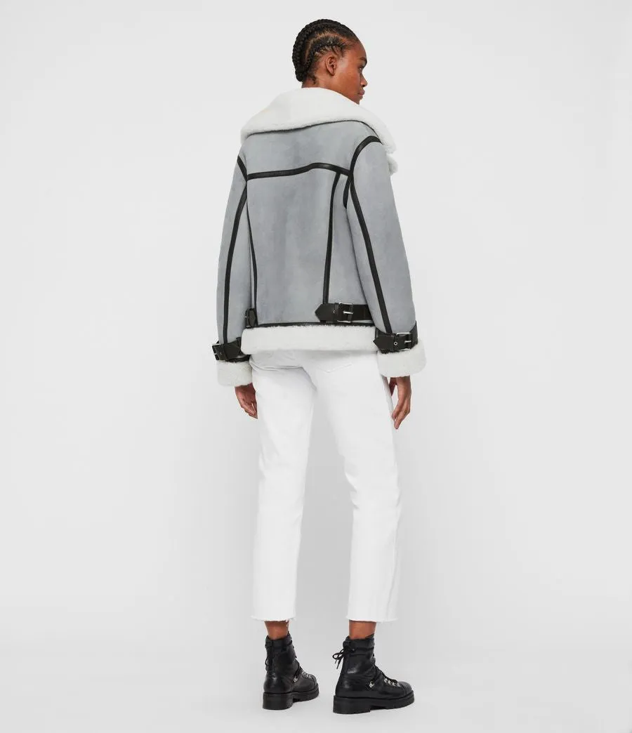 Priya Shearling Biker Jacket