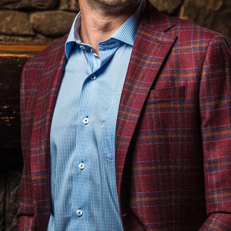 Reda Earth Red Golden Oak Plaid Sport Coat