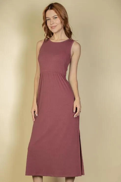 Ribbed Side Slit Tank Midi Dress