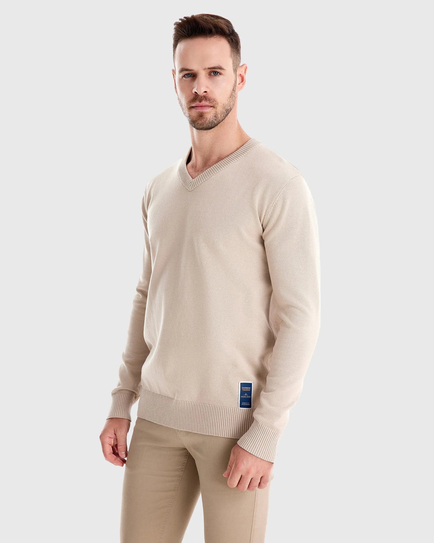 Ribbed V Neck Sweater New