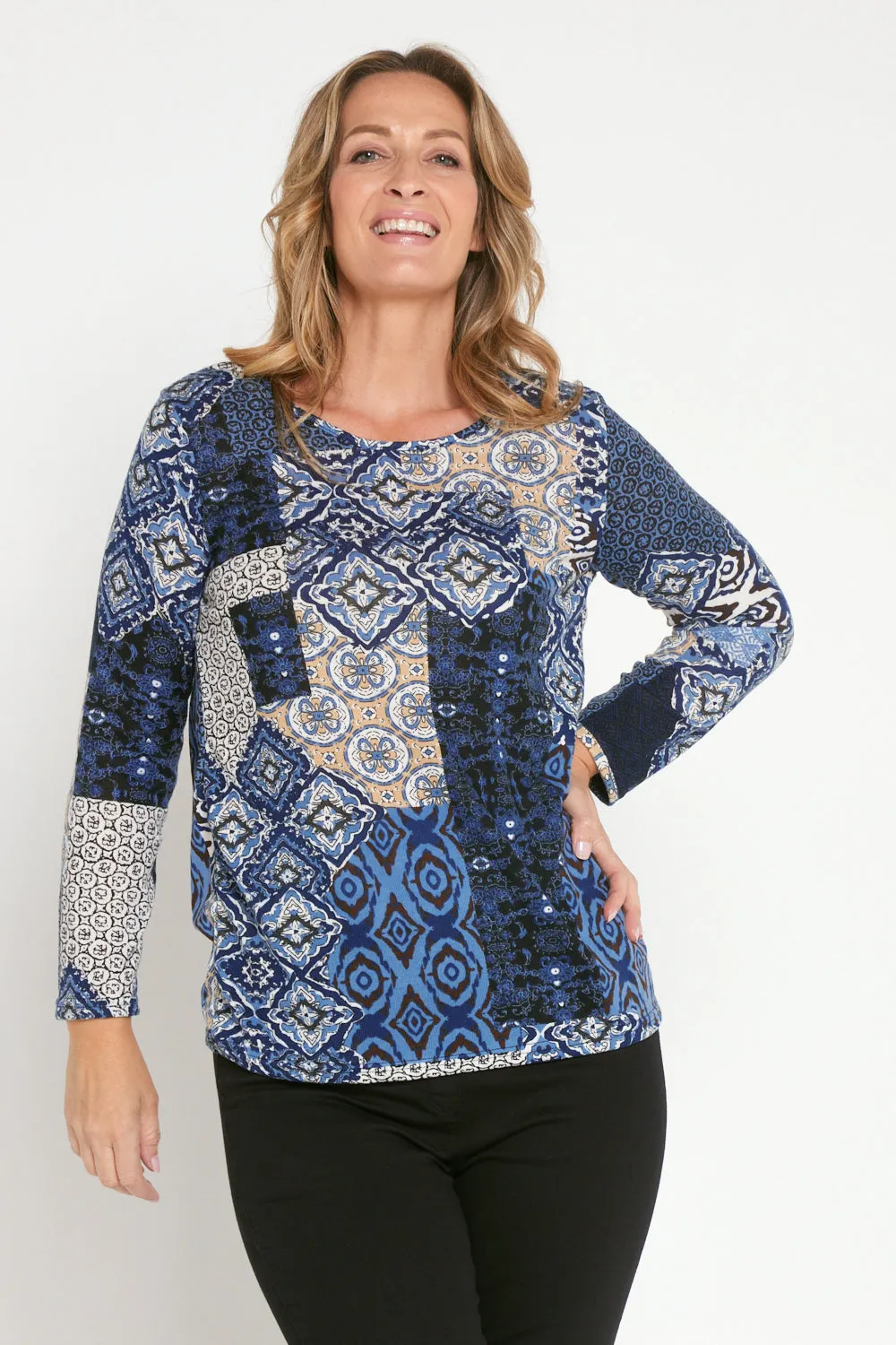 Rory Knit Top - Blue Ceramic