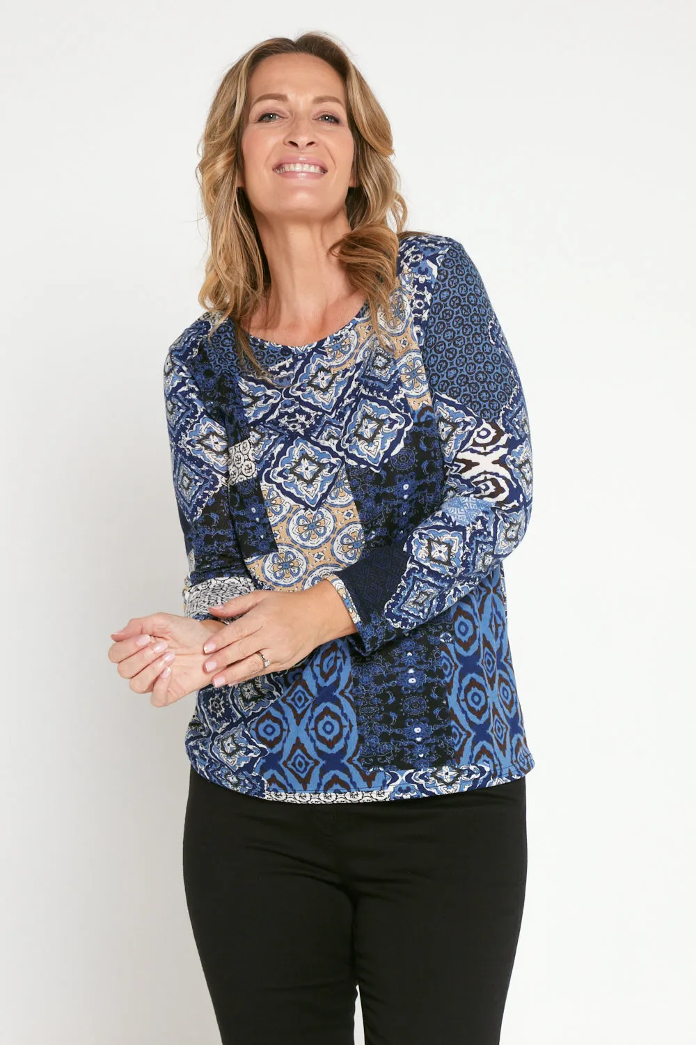 Rory Knit Top - Blue Ceramic