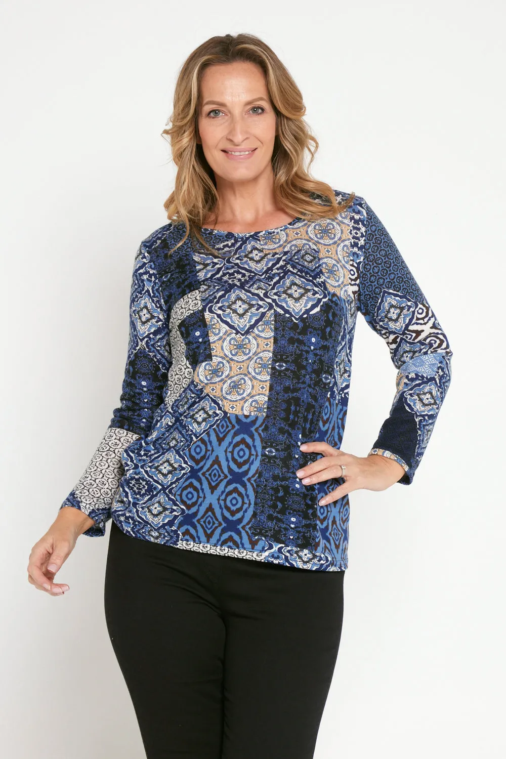 Rory Knit Top - Blue Ceramic