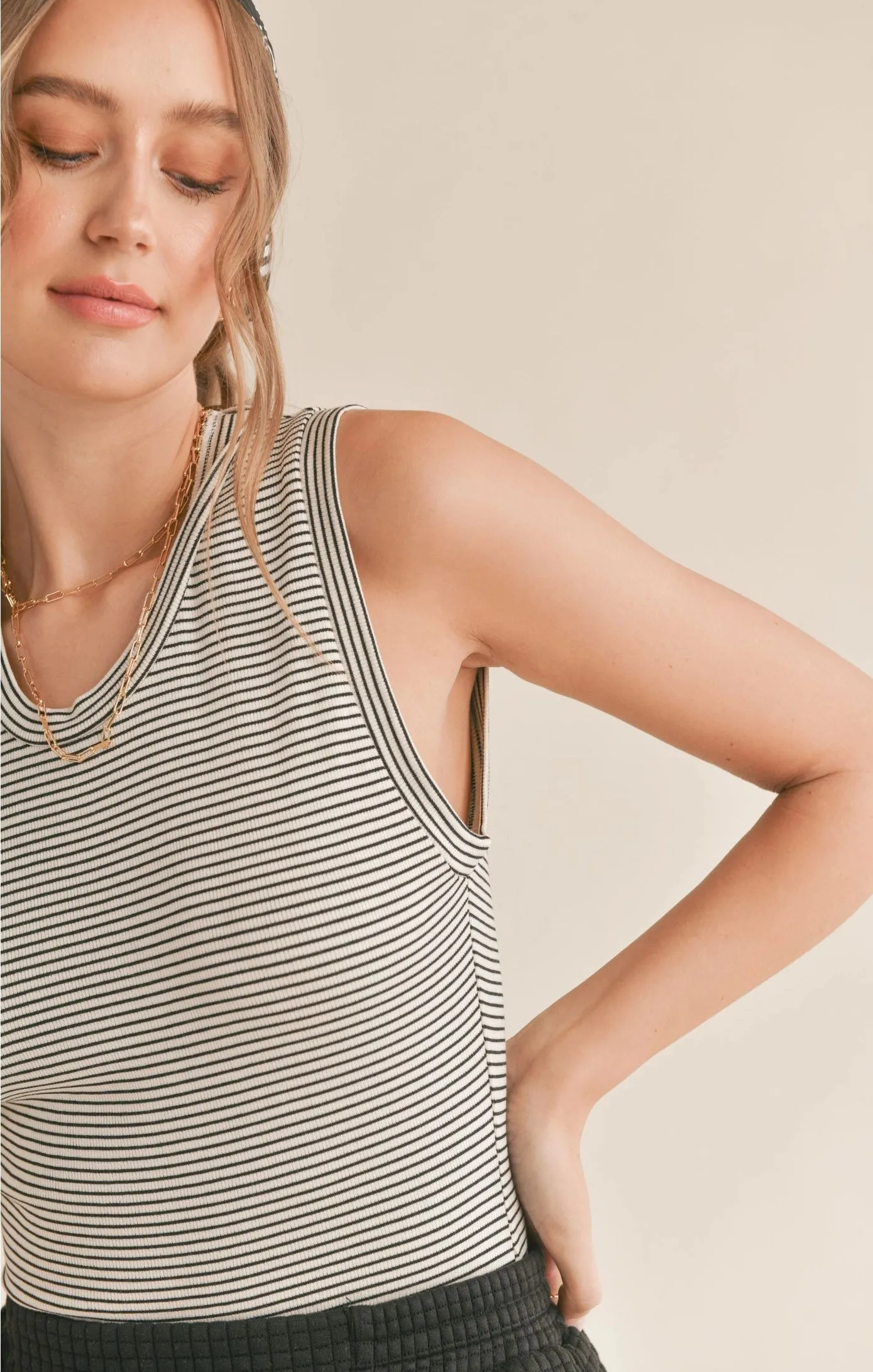 Sadie & Sage Bounty Striped Tank Bodysuit