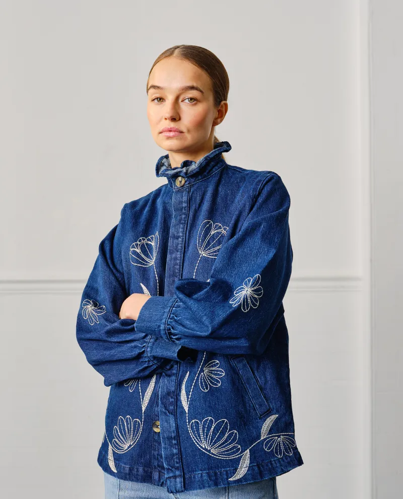 Seventy Mochi Flor Pablo American Blue Embroidered Denim Jacket